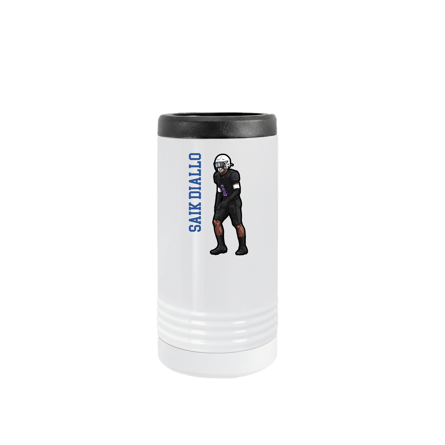 Slim Beverage Holder — Name Vertical in White