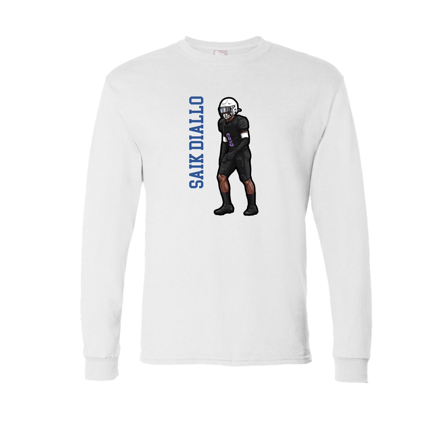 Long Sleeve Tee — Name Vertical in White