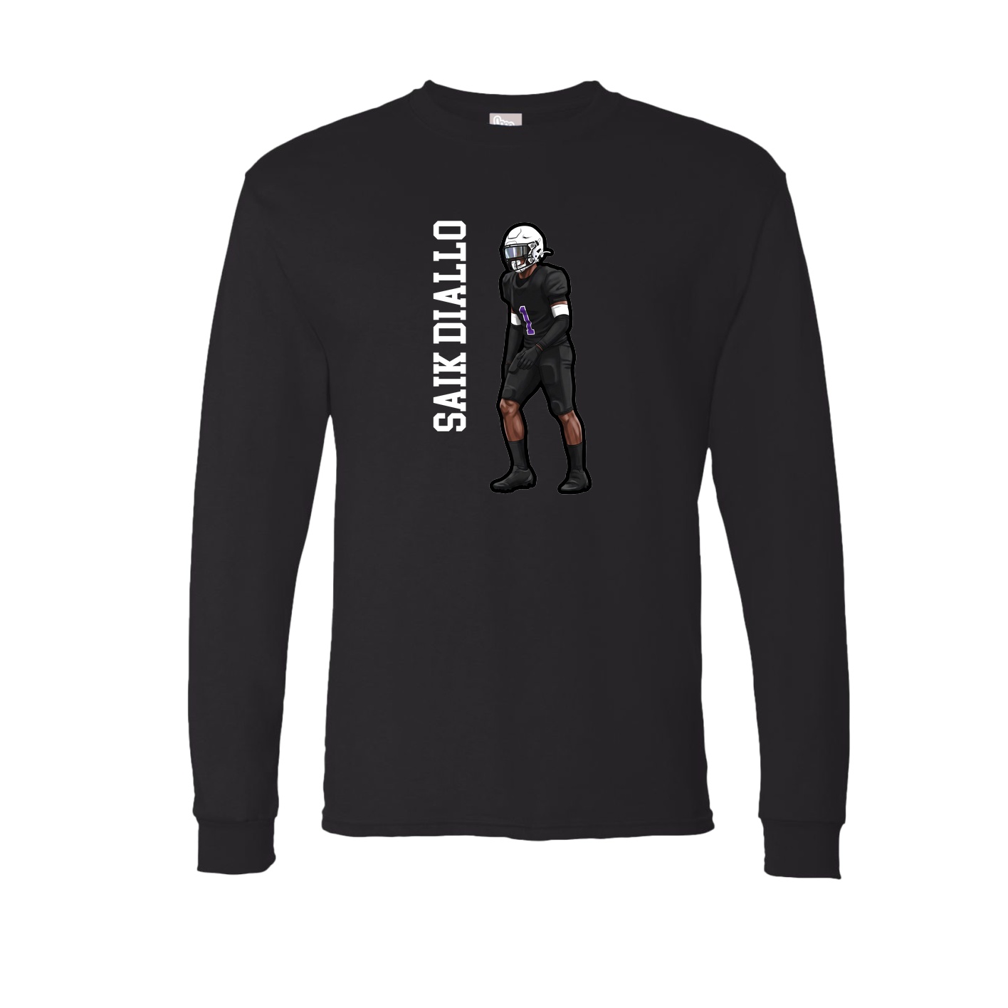 Long Sleeve Tee — Name Vertical in Black