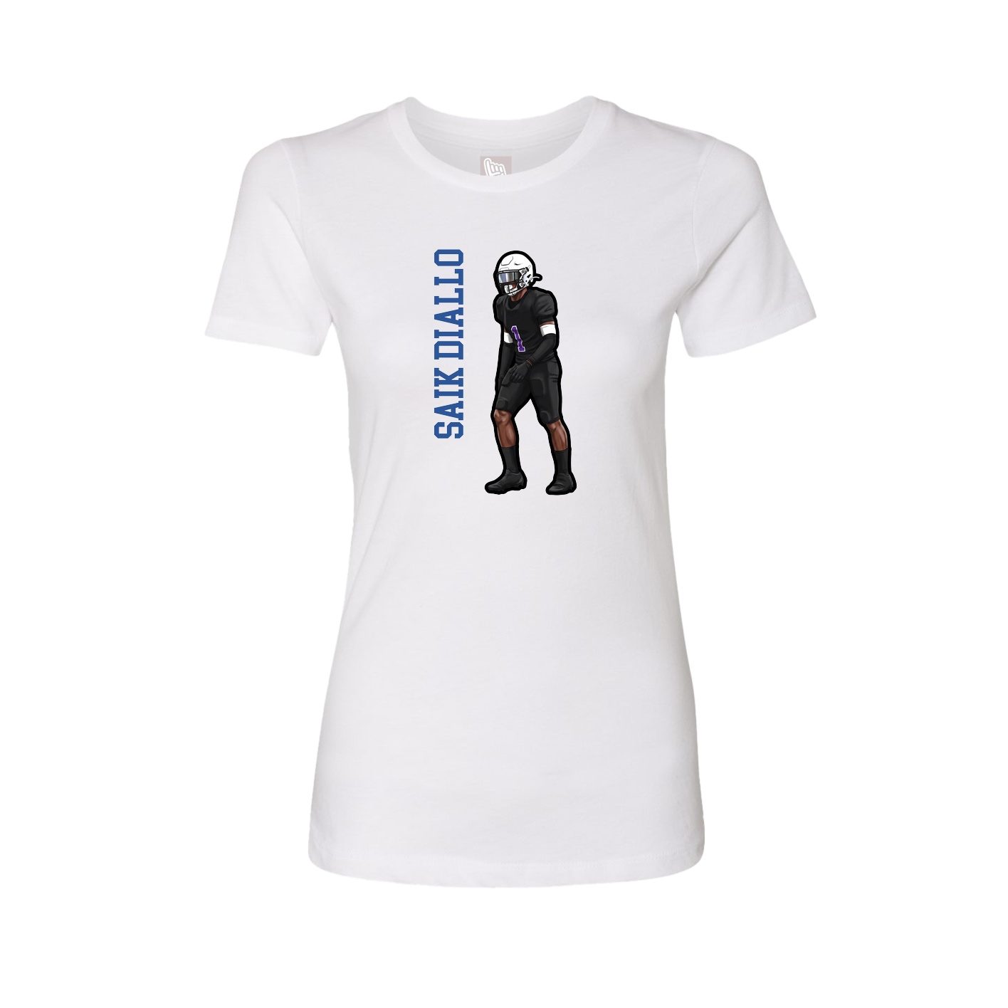 Womens Tee — Name Vertical in White