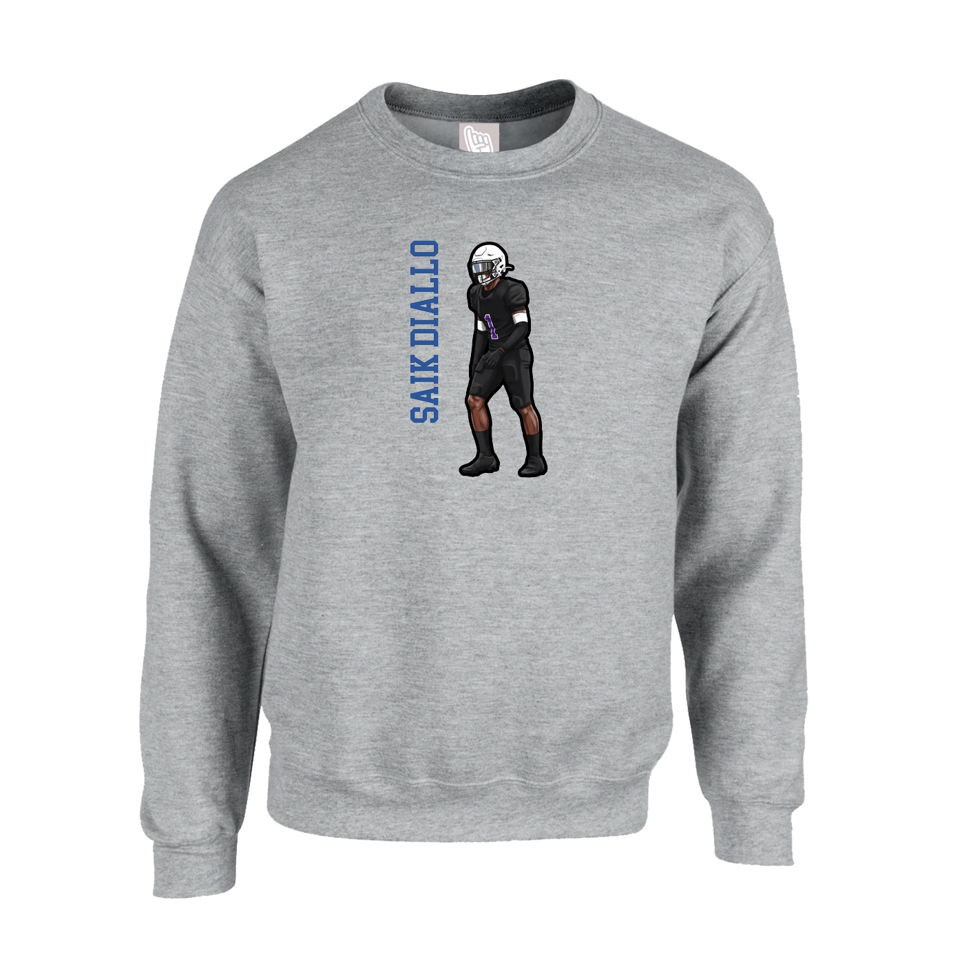 Fleece Crew — Name Vertical in Grey