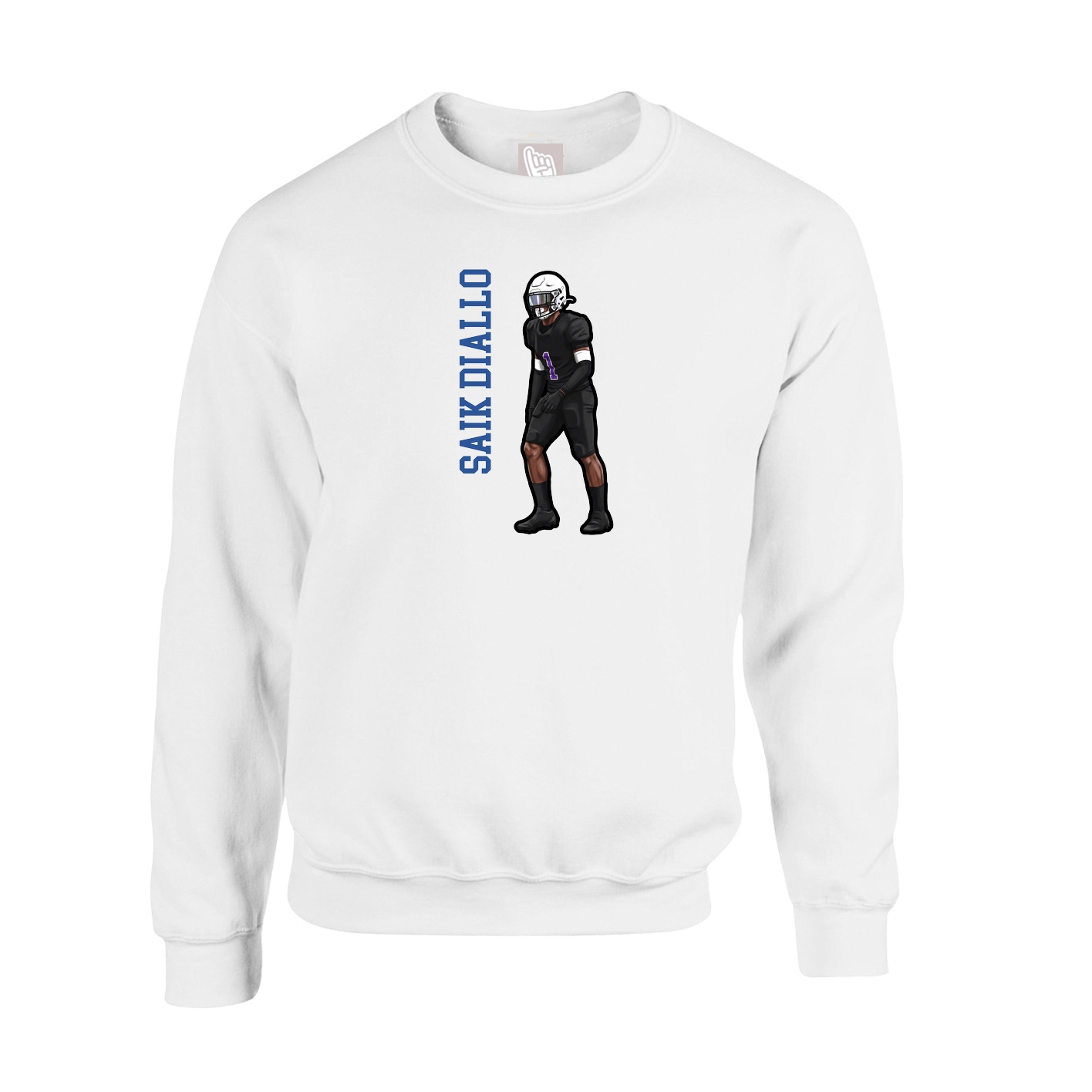 Fleece Crew — Name Vertical in White