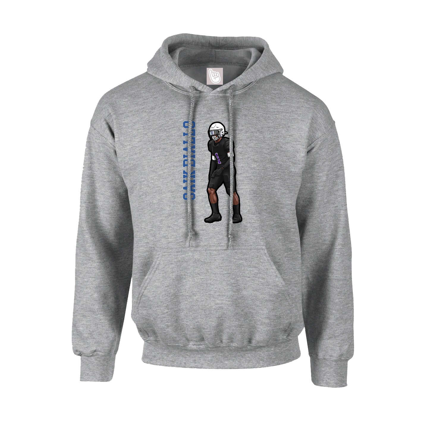 Youth Hoodie — Name Vertical in Grey
