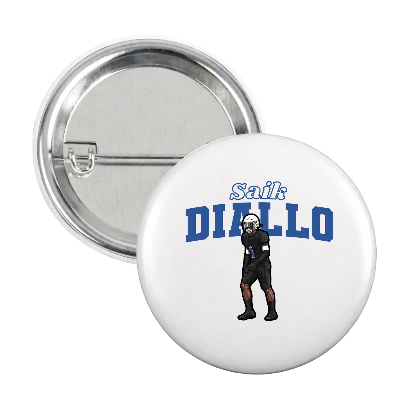 Game Day Button — Name Arch in White