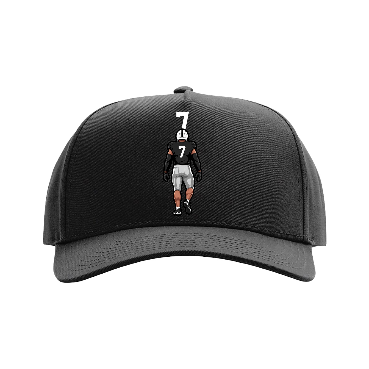 Full Fabric Five-Panel Champ Cap — Number Top in Black