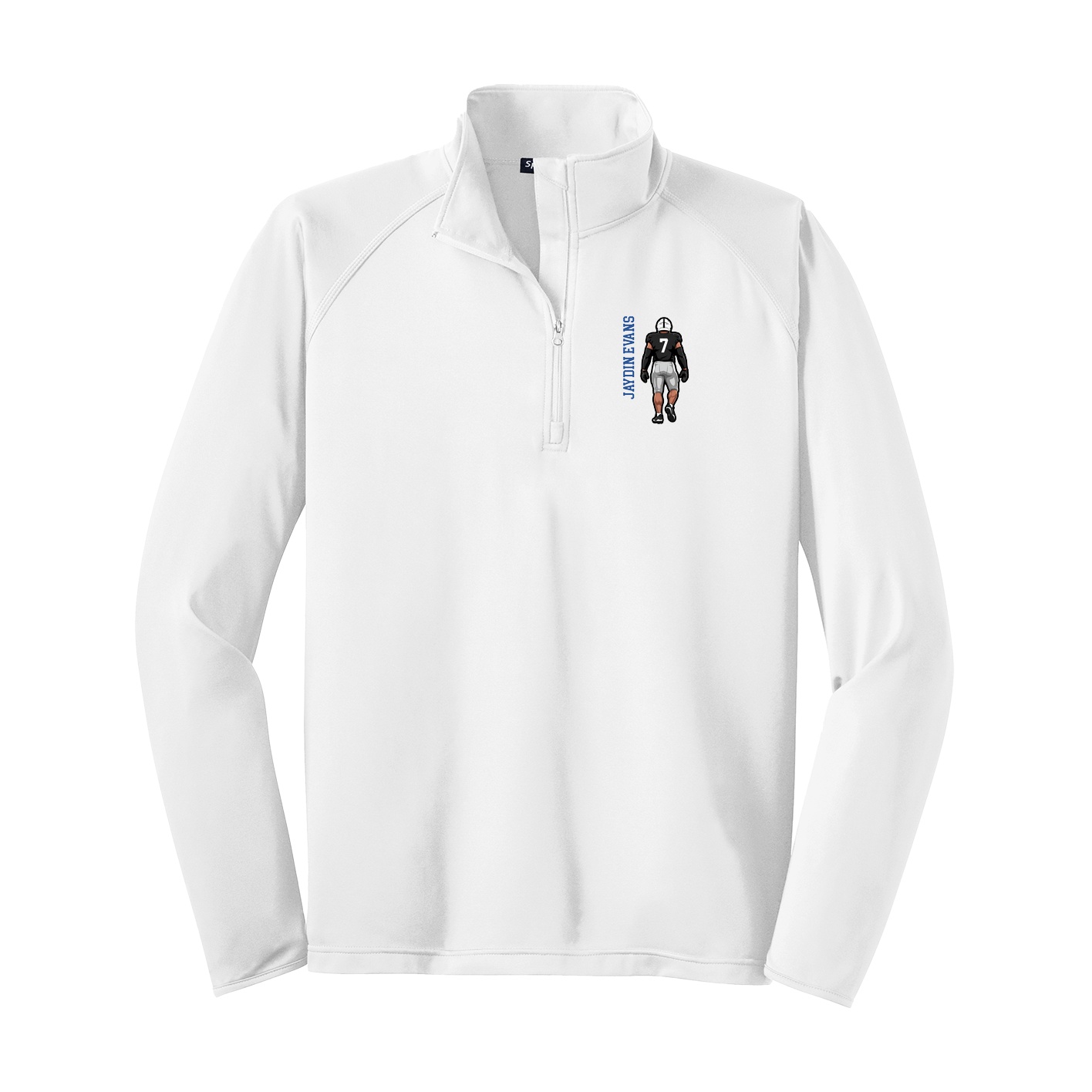 Q-Zip Pullover — Name Vertical in White