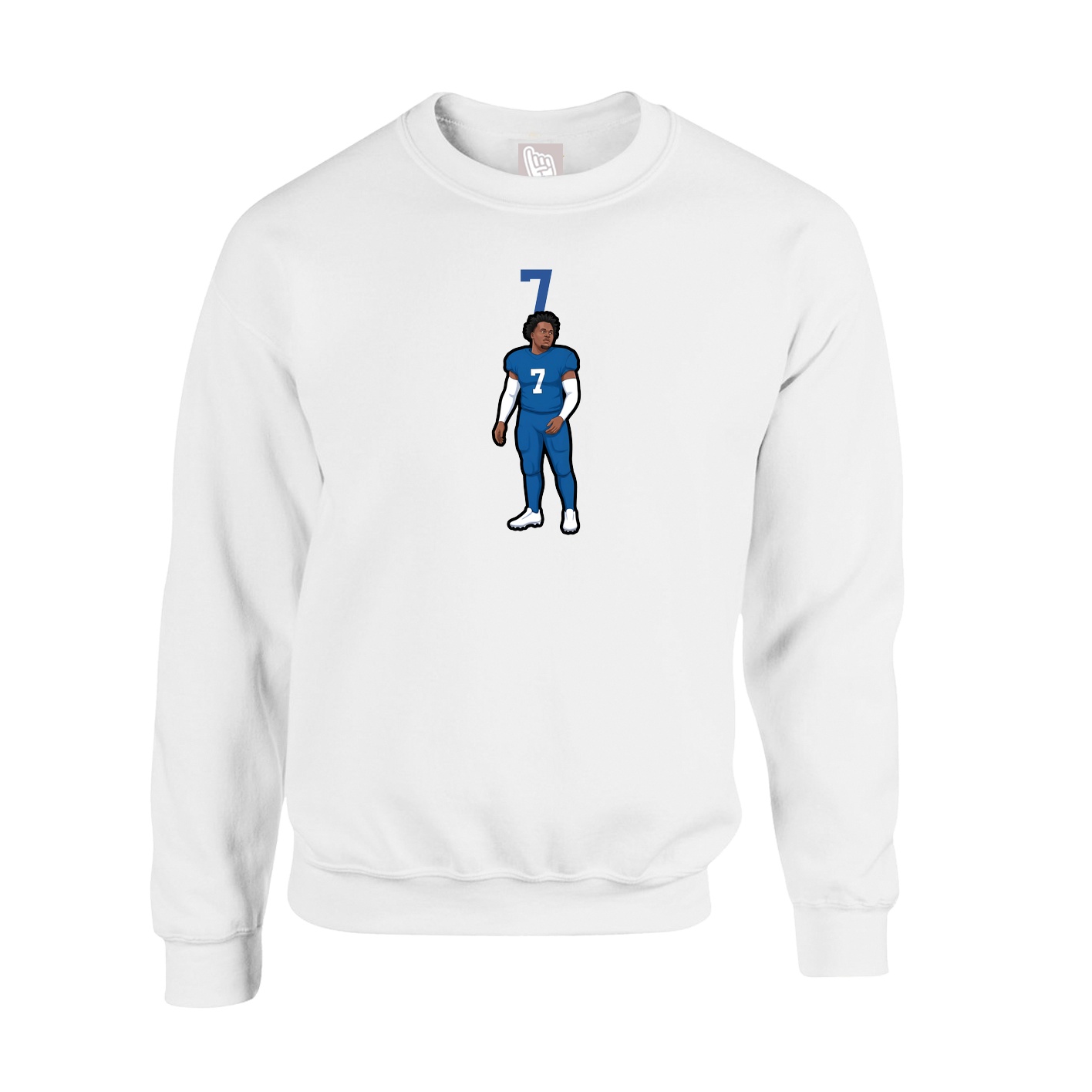 Fleece Crew — Number Top in White