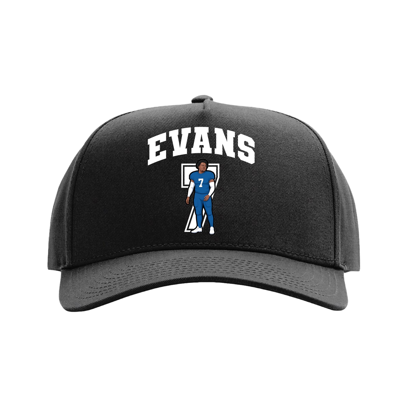 Full Fabric Five-Panel Champ Cap — Number in Black