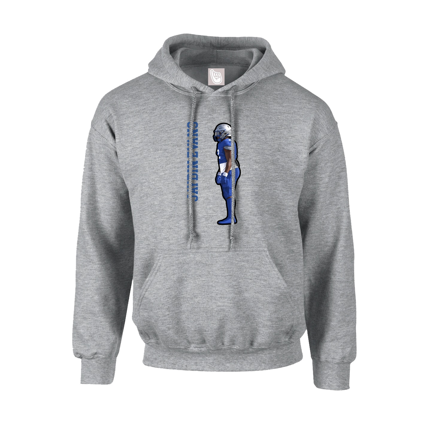Hoodie — Name Vertical in Grey