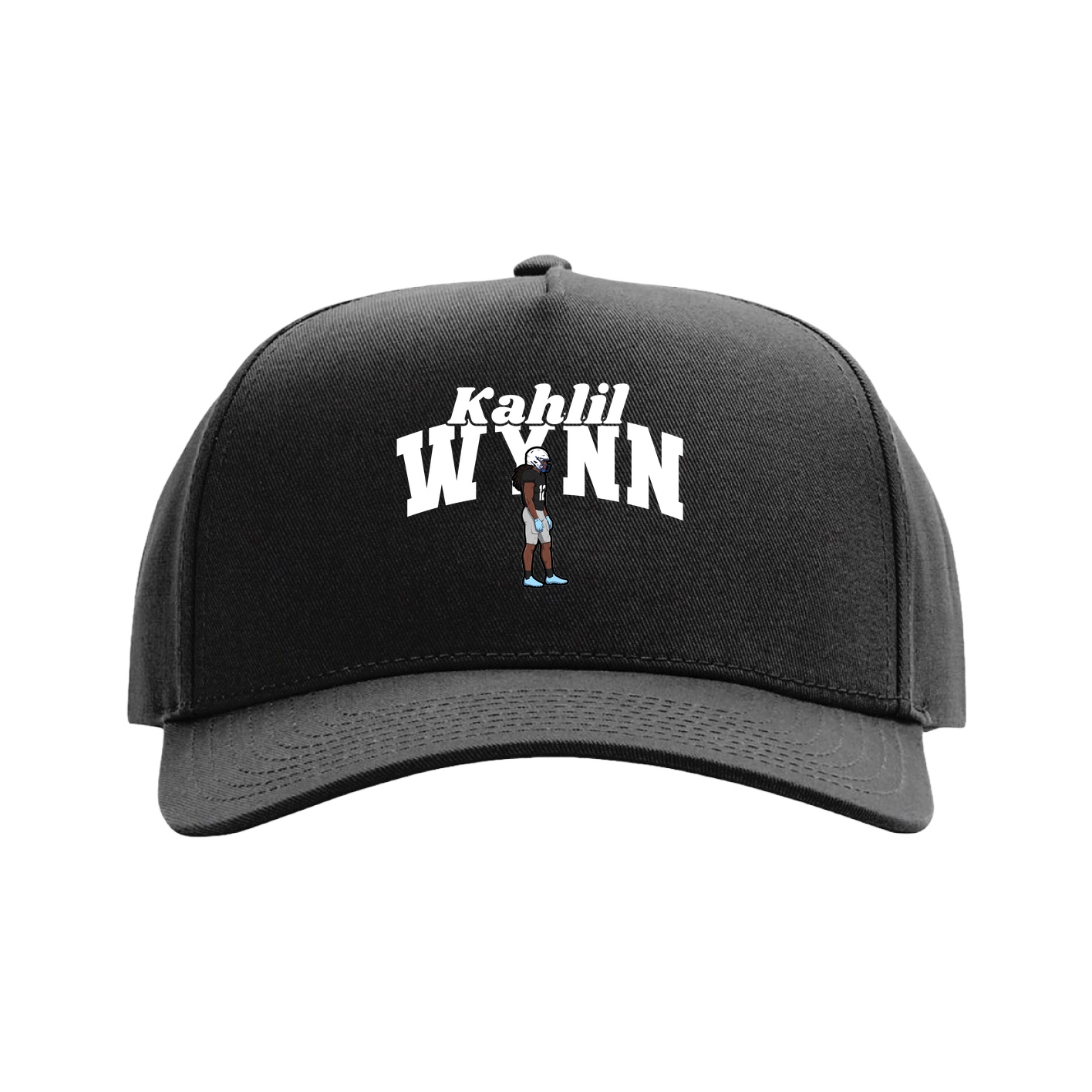 Full Fabric Five-Panel Champ Cap — Signature Arch in Black