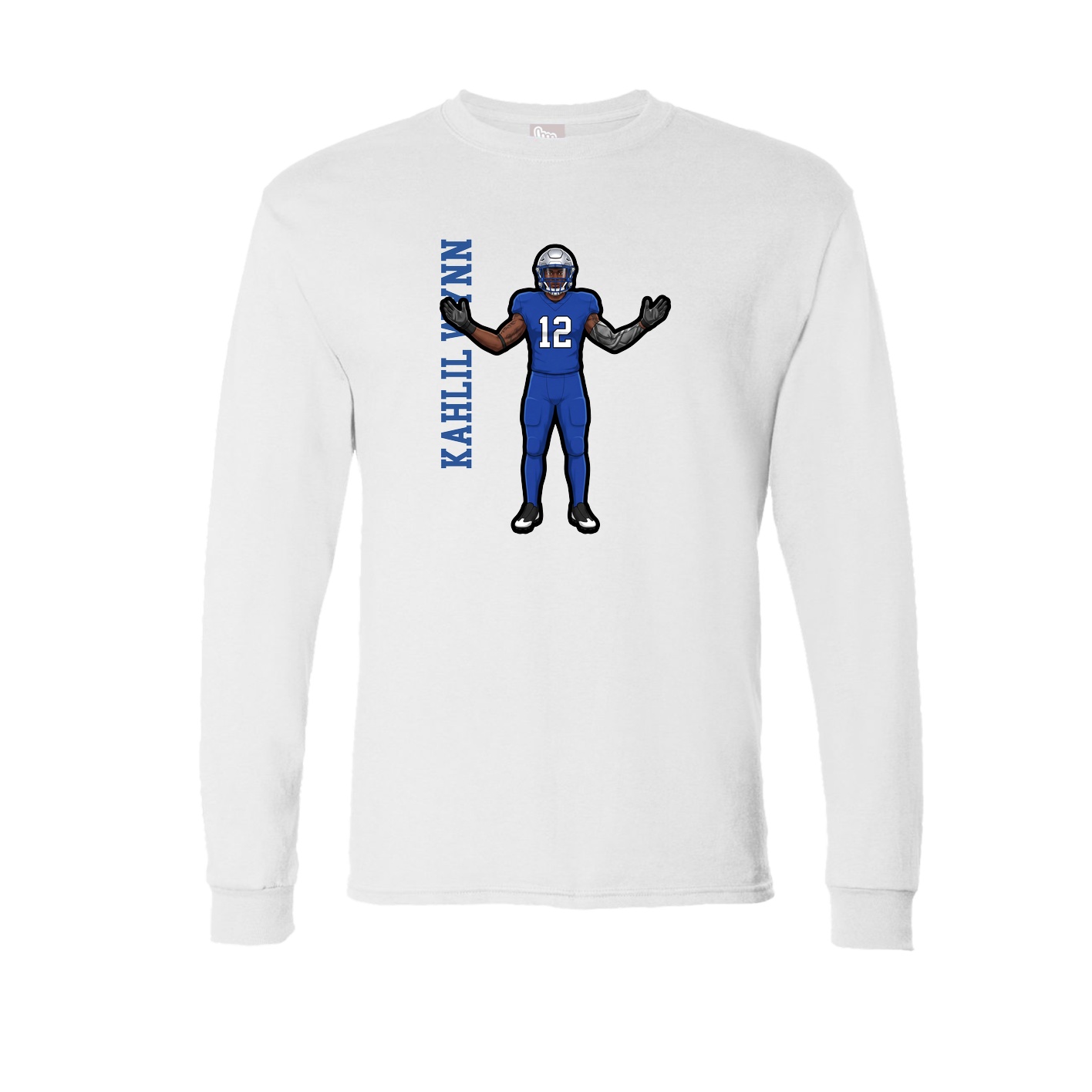 Long Sleeve Tee — Name Vertical in White