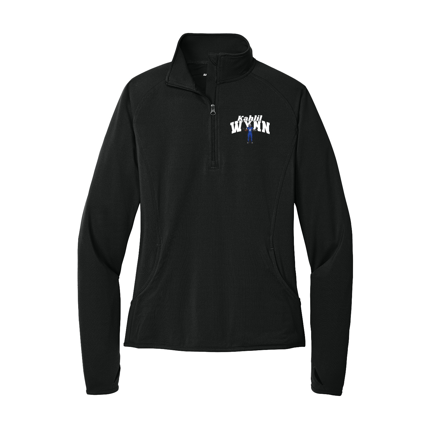Women's Q-Zip Pullover — Signature Arch in Black