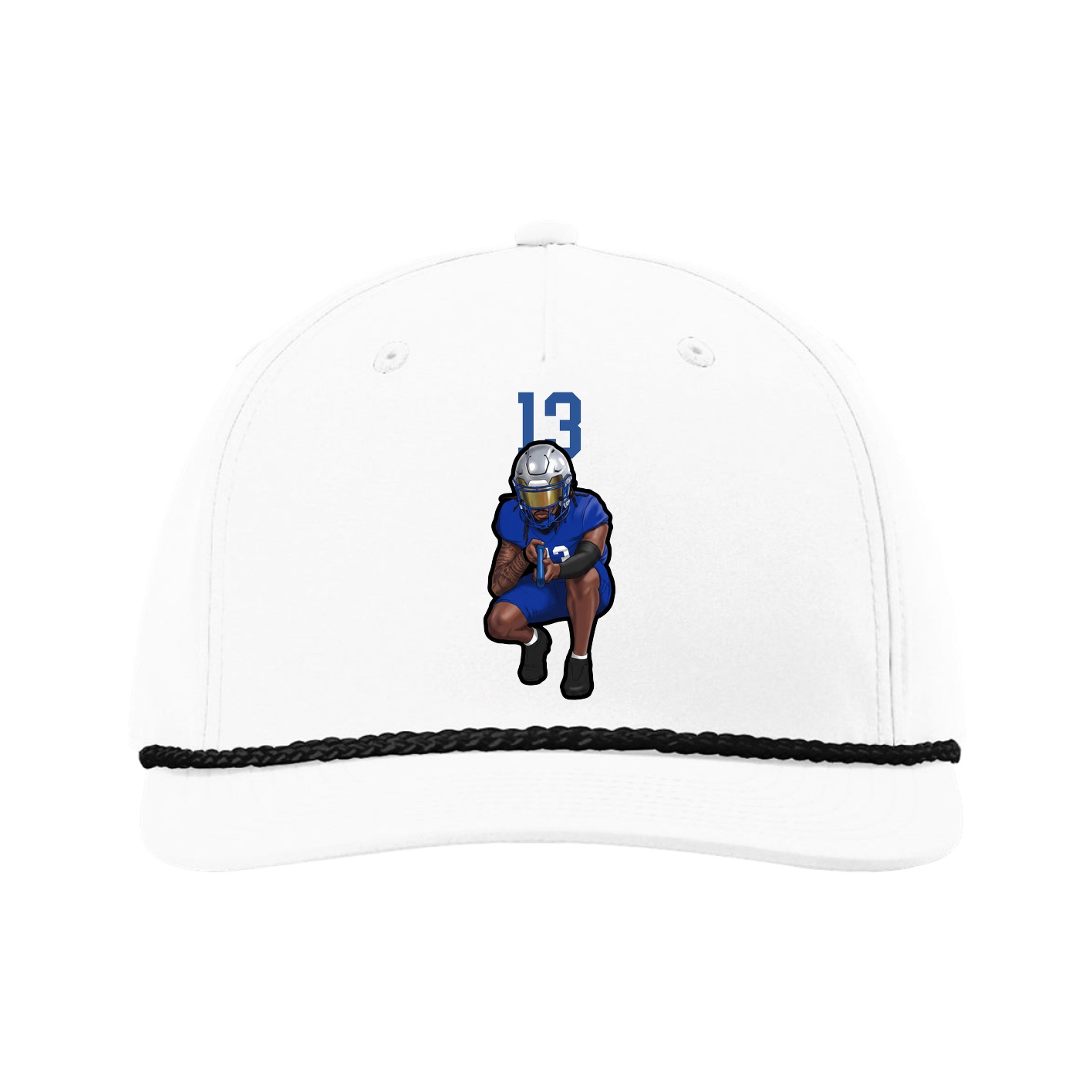 Five-Panel Classic Rope Cap — Number Top in White