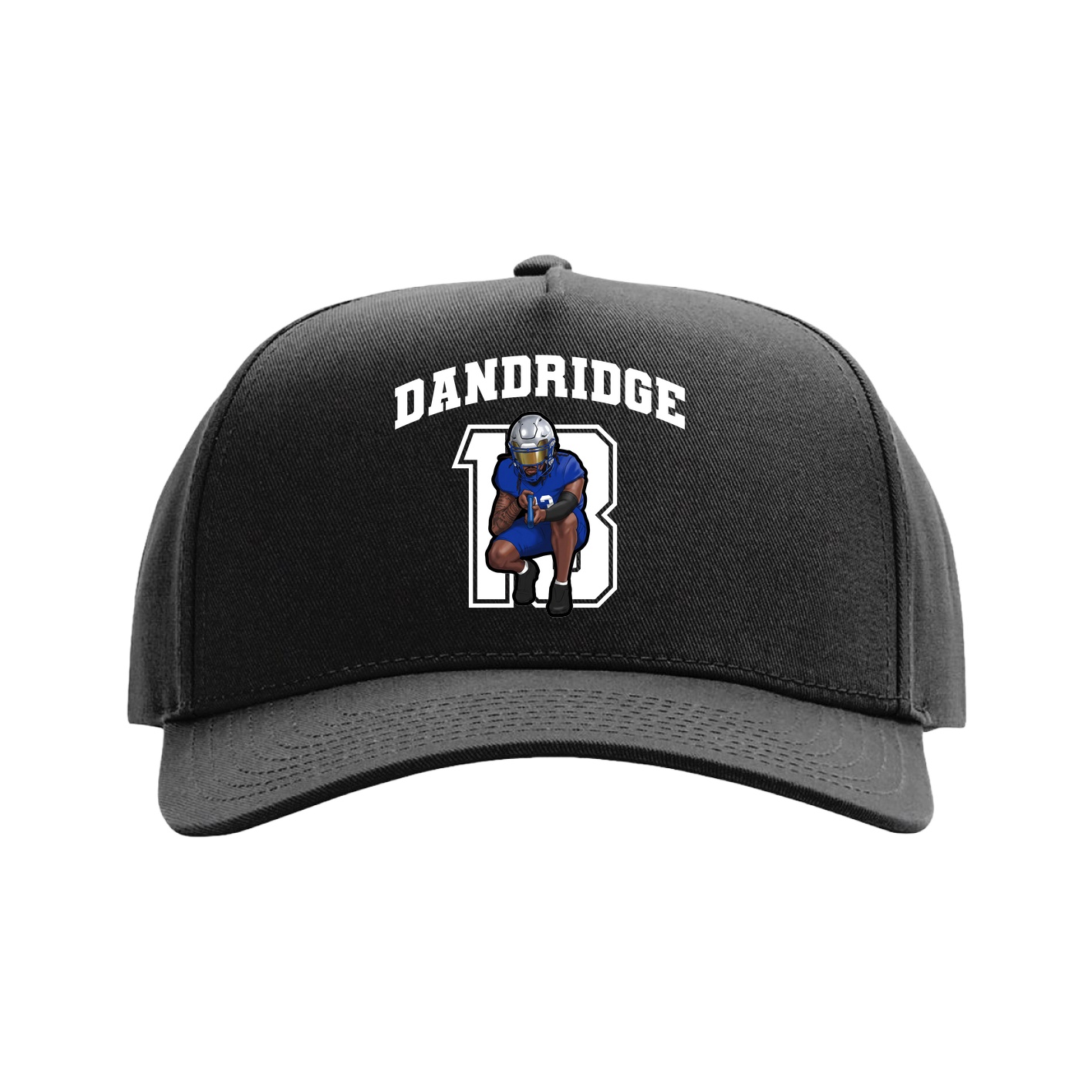 Full Fabric Five-Panel Champ Cap — Number in Black