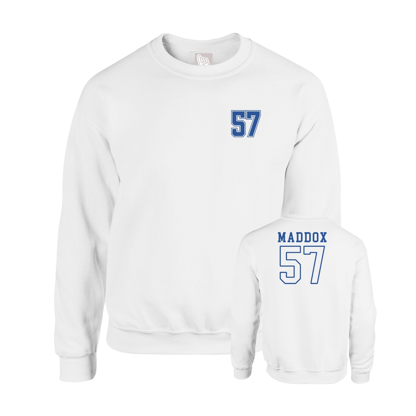 Fleece Crew — Chest Back in White