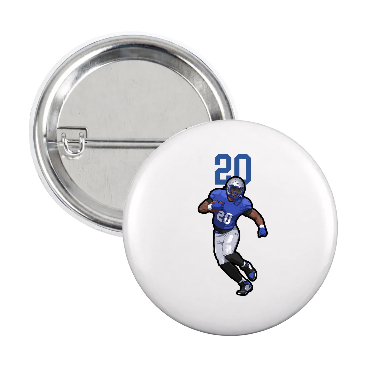 Game Day Button — Number Top in White