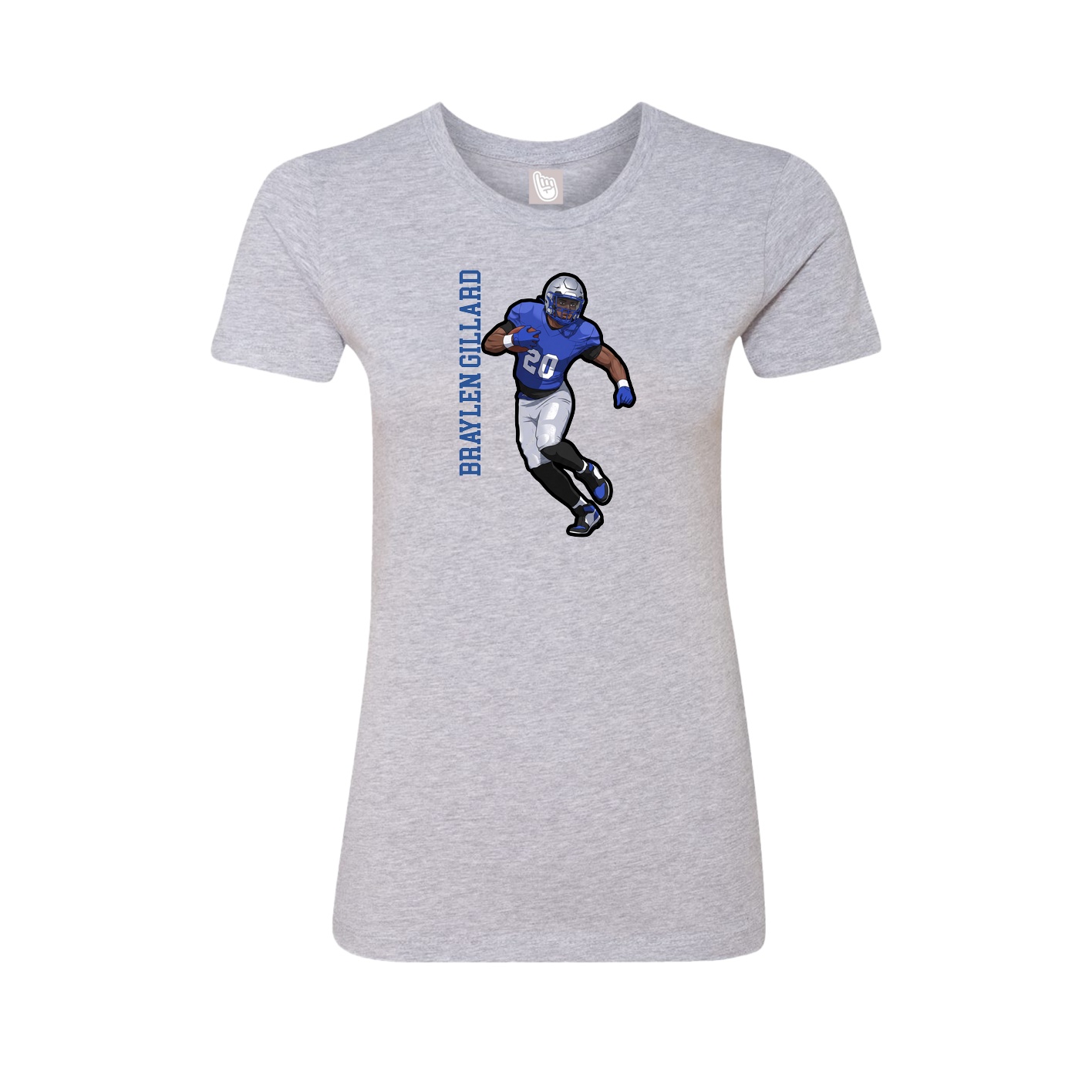 Fitted Women's Tee — Name Vertical in Grey