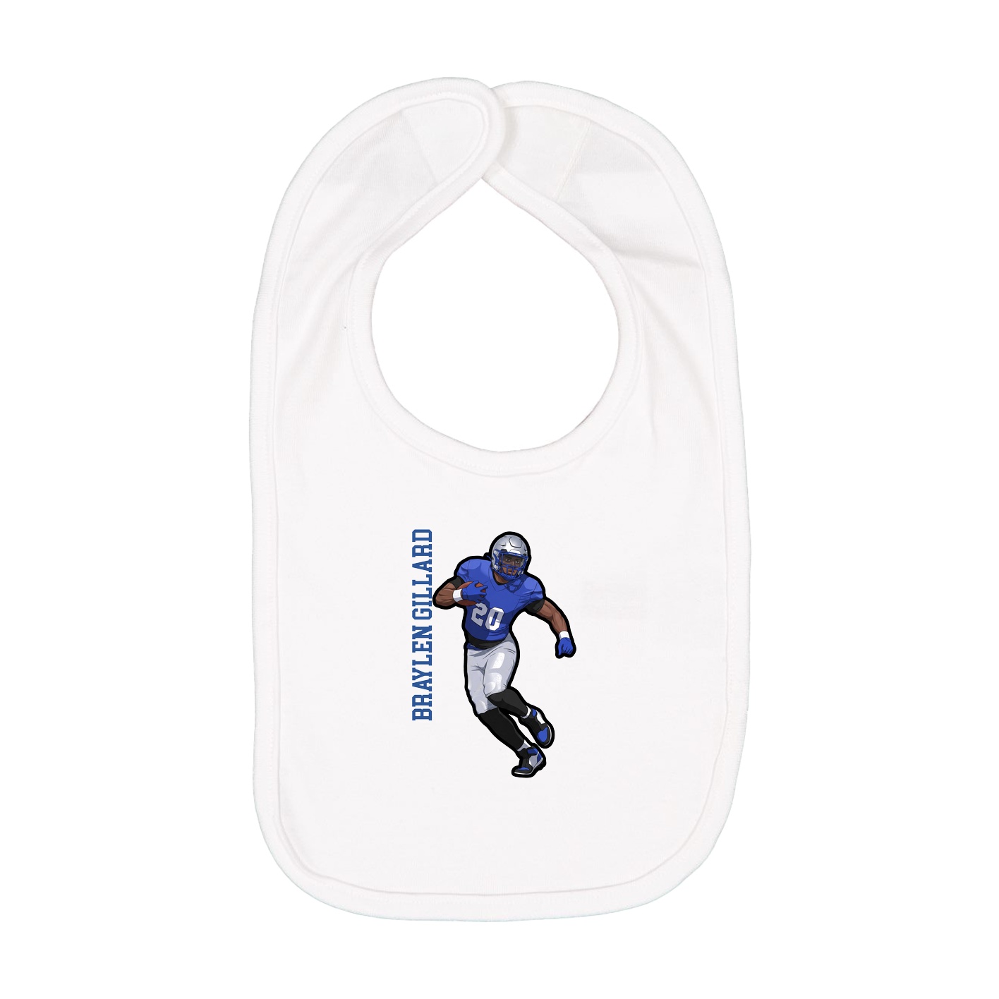 Infant Bib — Name Vertical in White