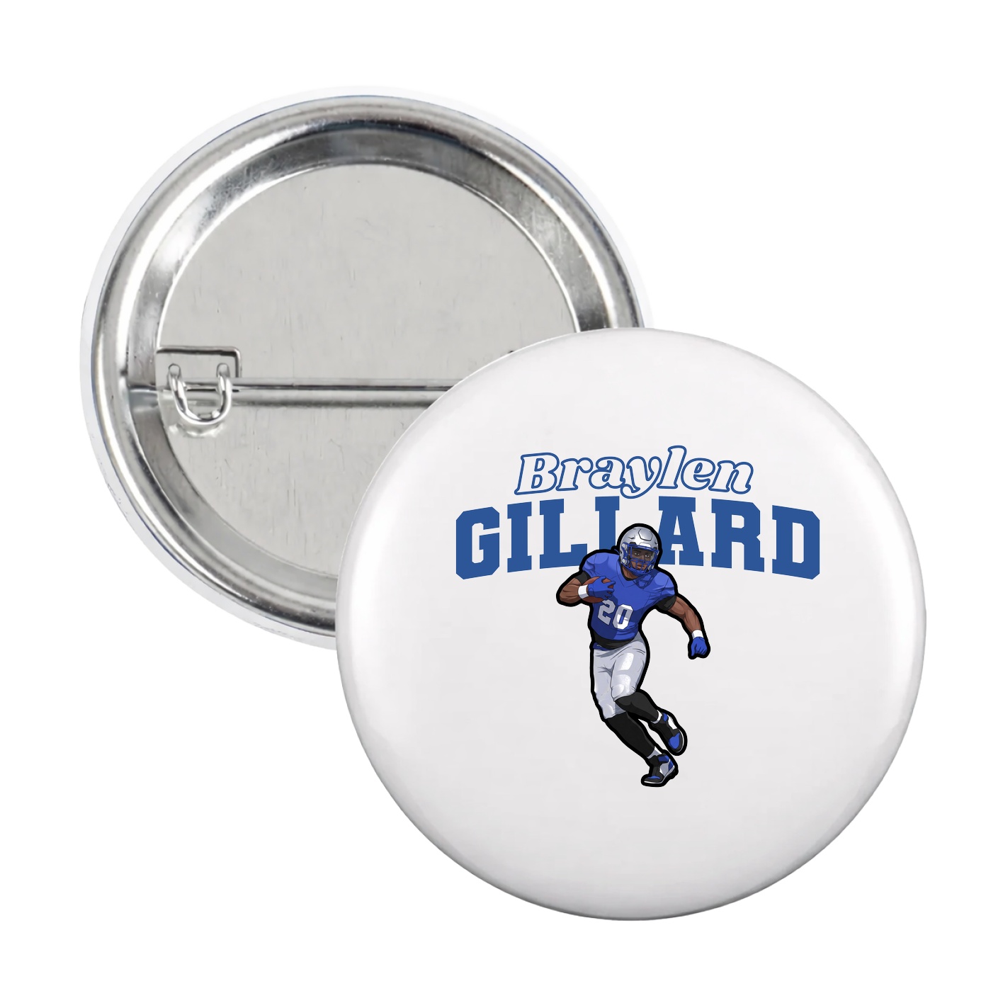 Game Day Button — Name Arch in White