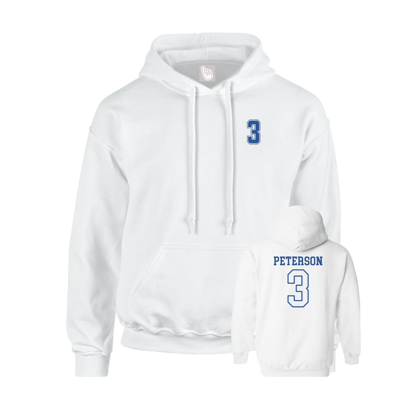 Youth Hoodie — Chest Back in White