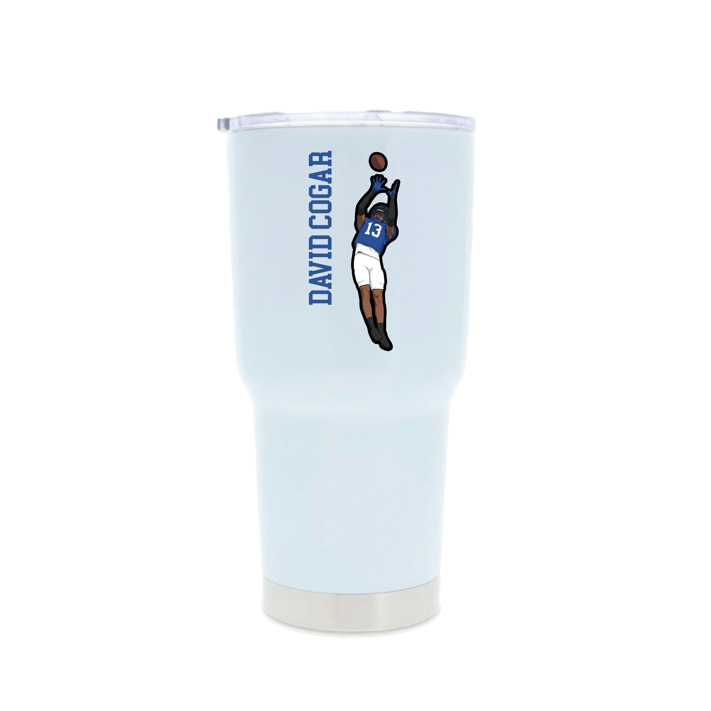30oz Stainless Steel Tumbler — Name Vertical in White