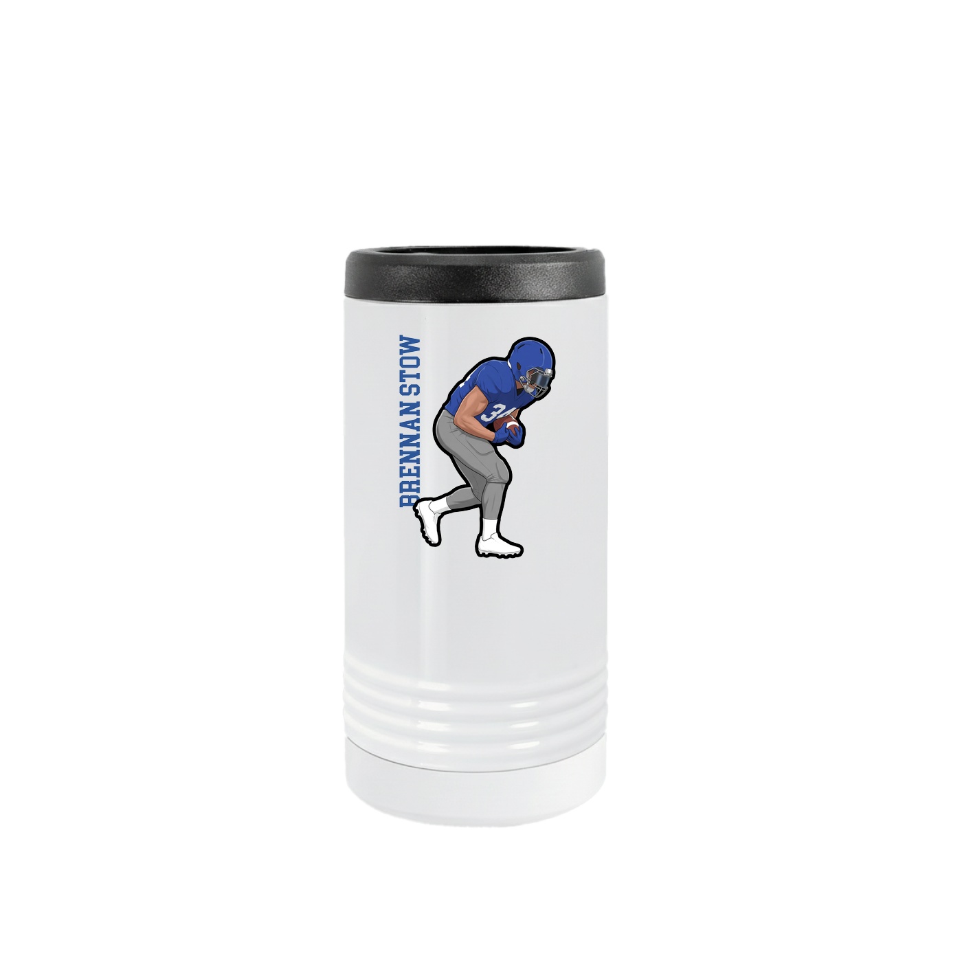 Slim Beverage Holder — Name Vertical in White