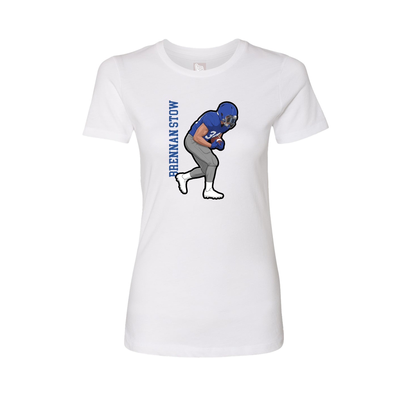 Fitted Women's Tee — Name Vertical in White