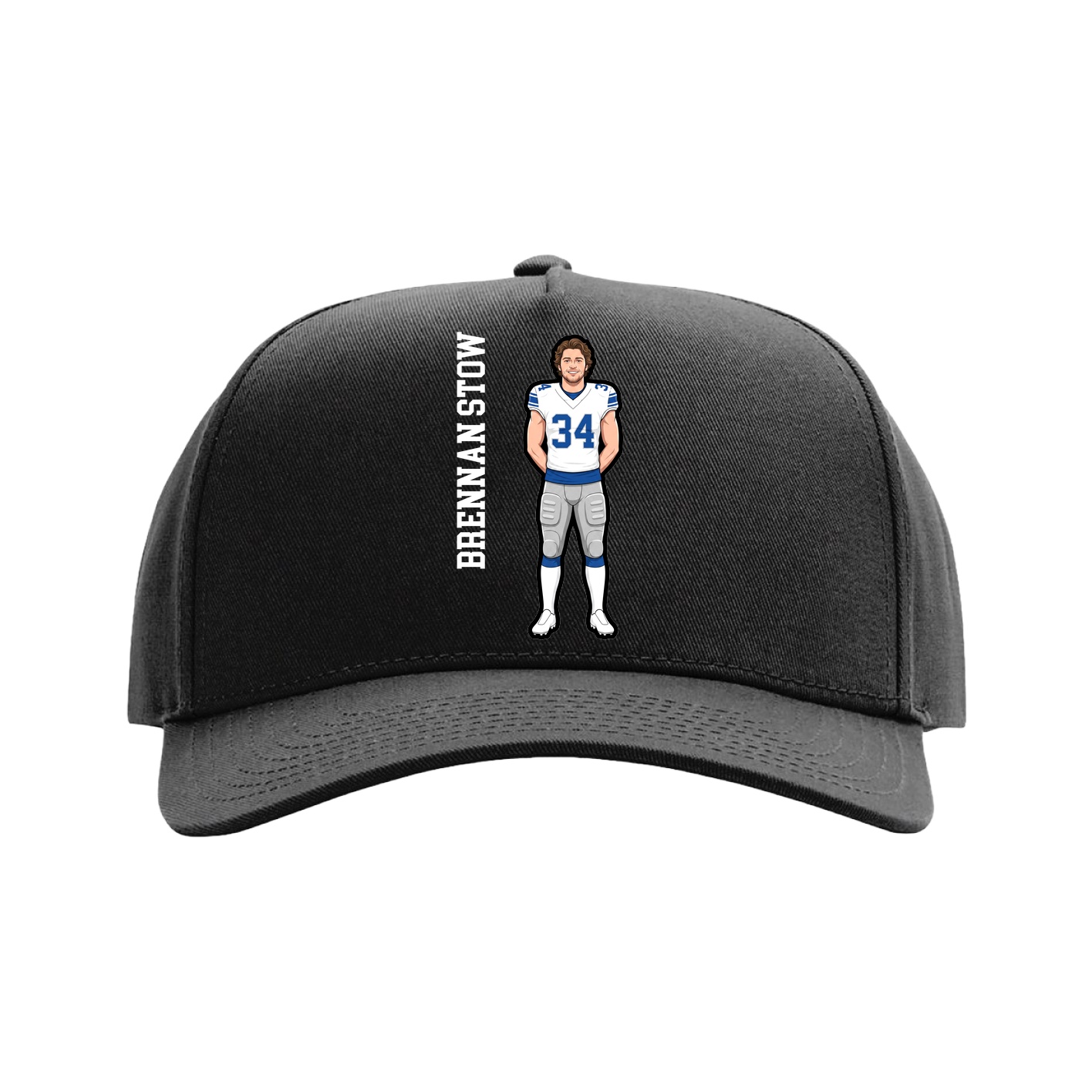 Full Fabric Five-Panel Champ Cap — Name Vertical in Black