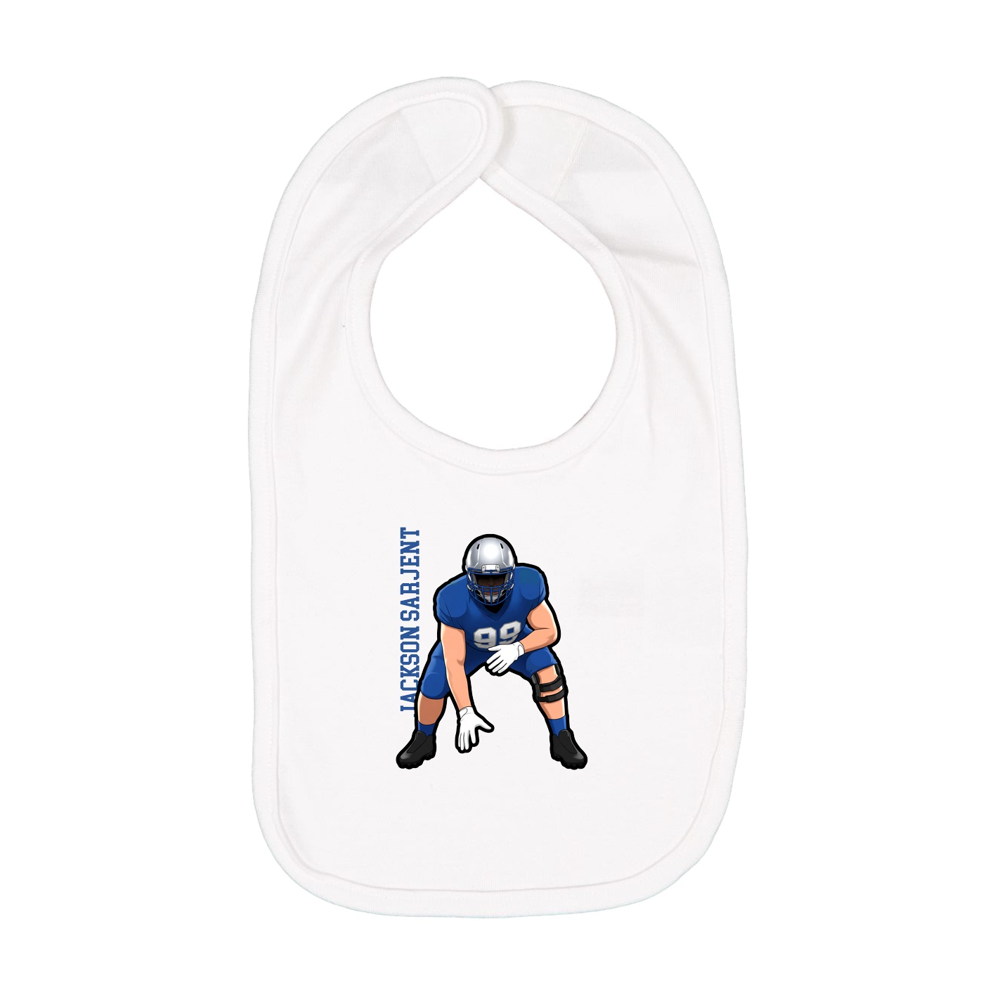 Infant Bib — Name Vertical in White