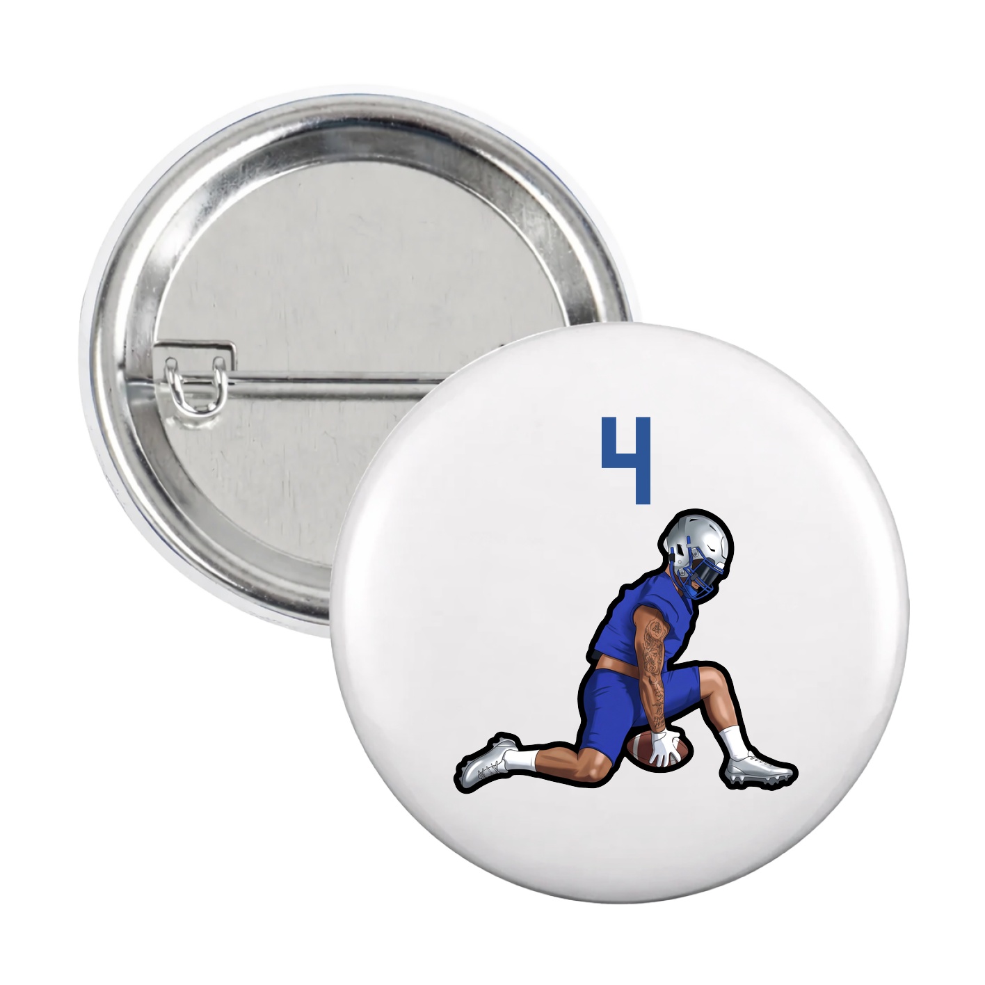 Game Day Button — Number Top in White