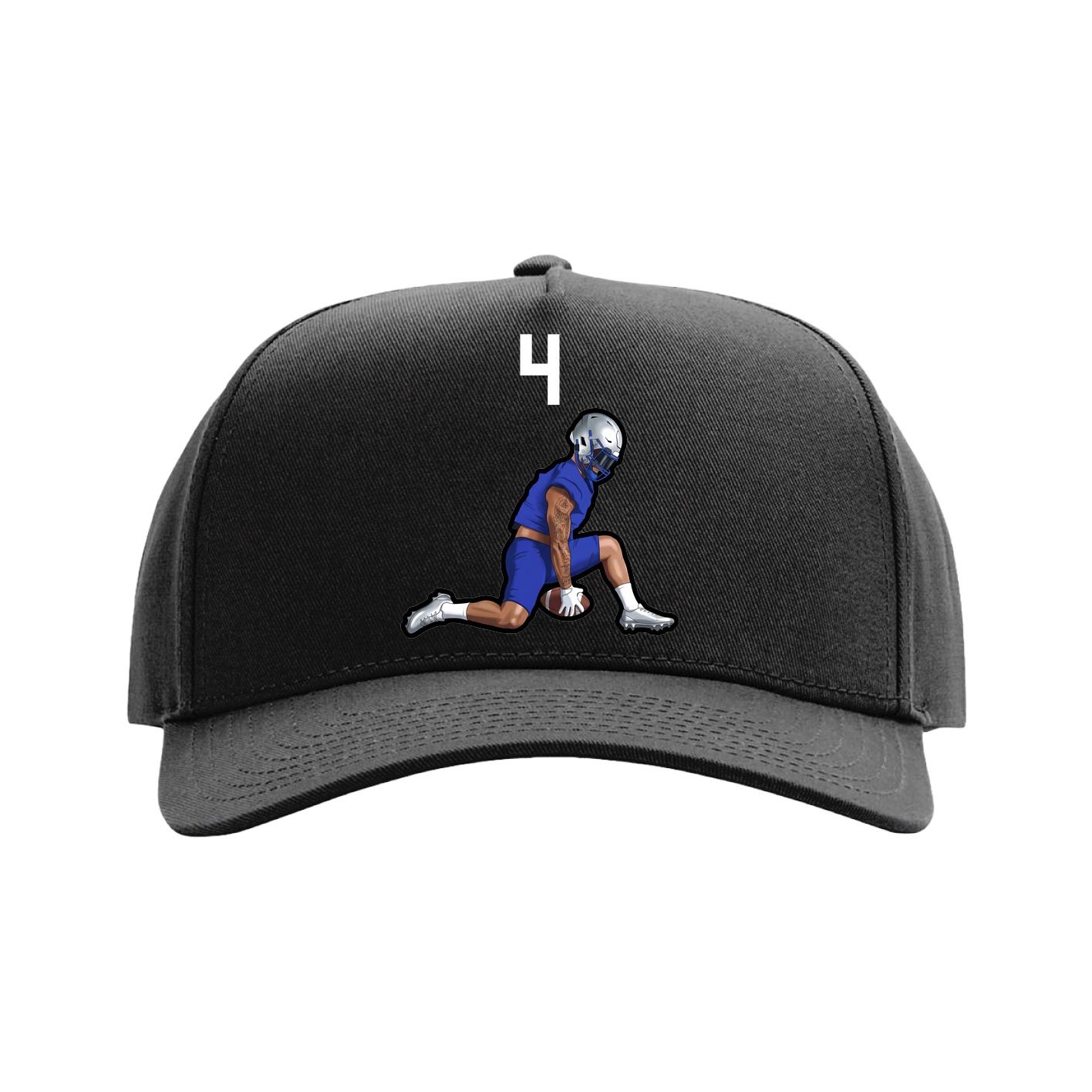 Full Fabric Five-Panel Champ Cap — Number Top in Black