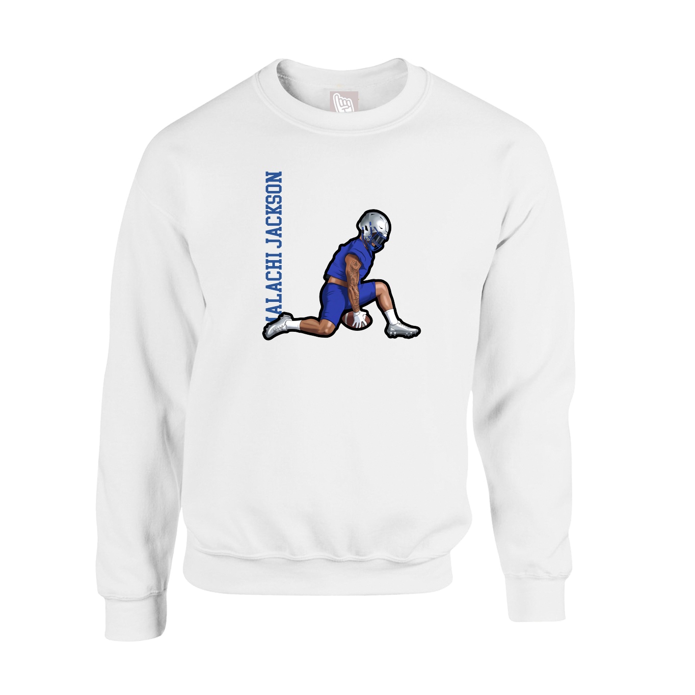 Fleece Crew — Name Vertical in White