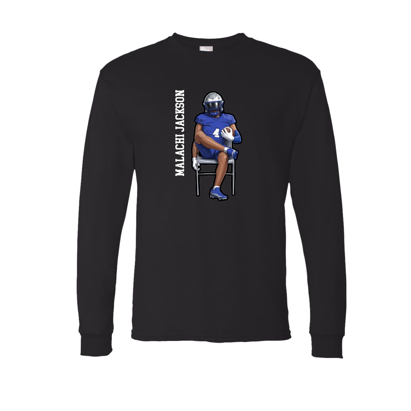 Long Sleeve Tee — Name Vertical in Black
