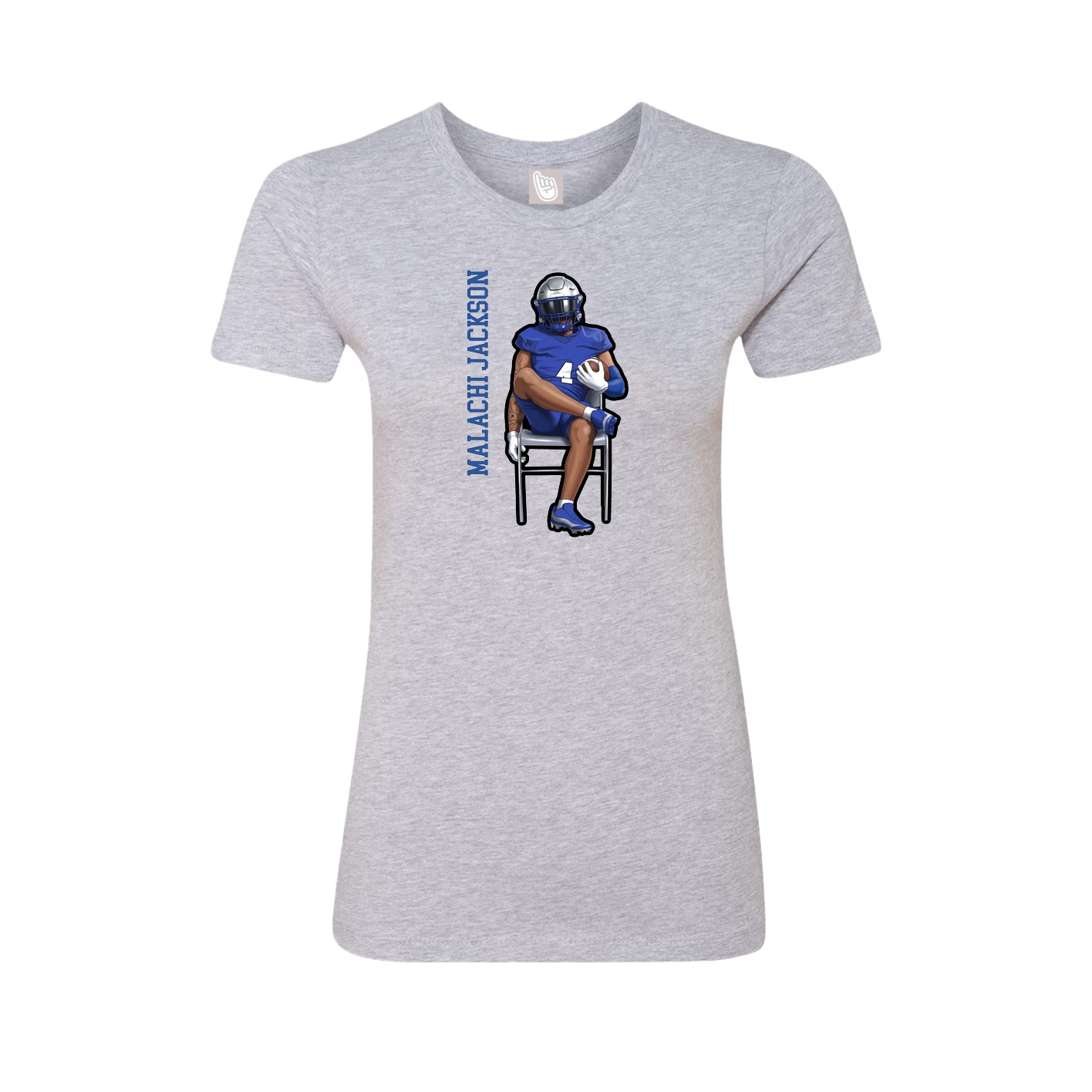 Fitted Women's Tee — Name Vertical in Grey