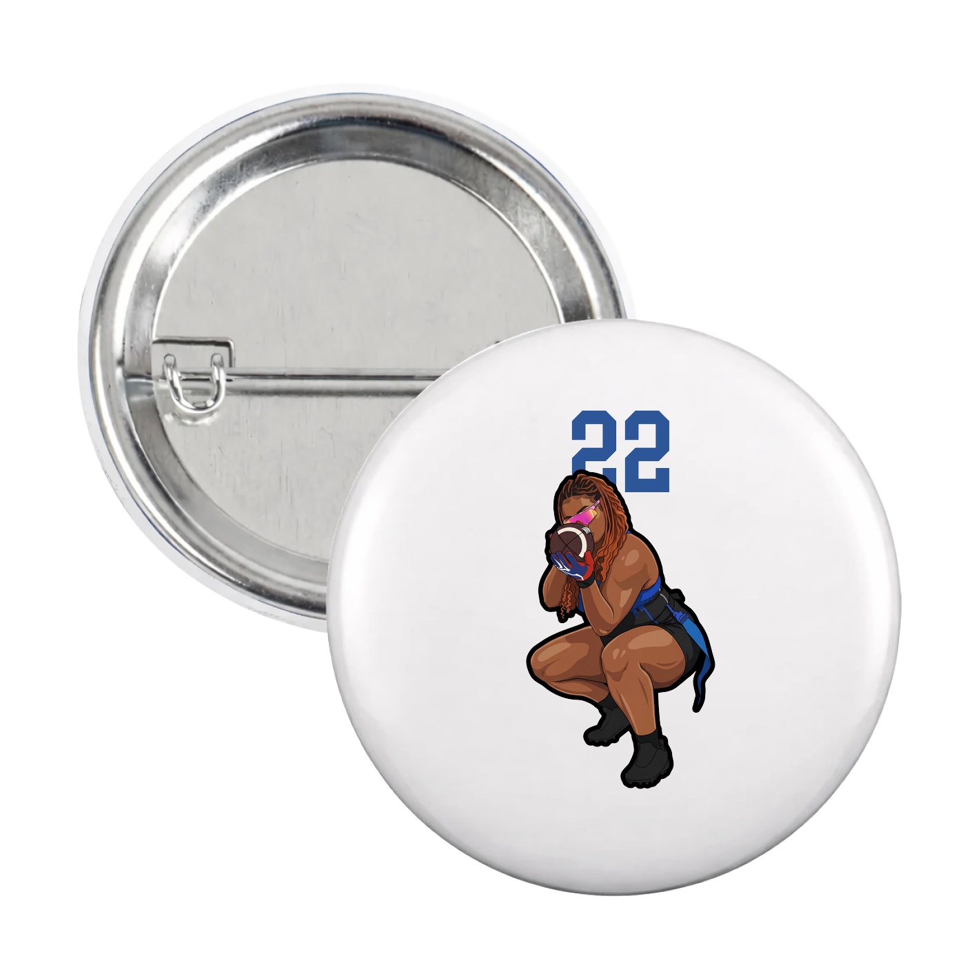 Game Day Button — Number Top in White