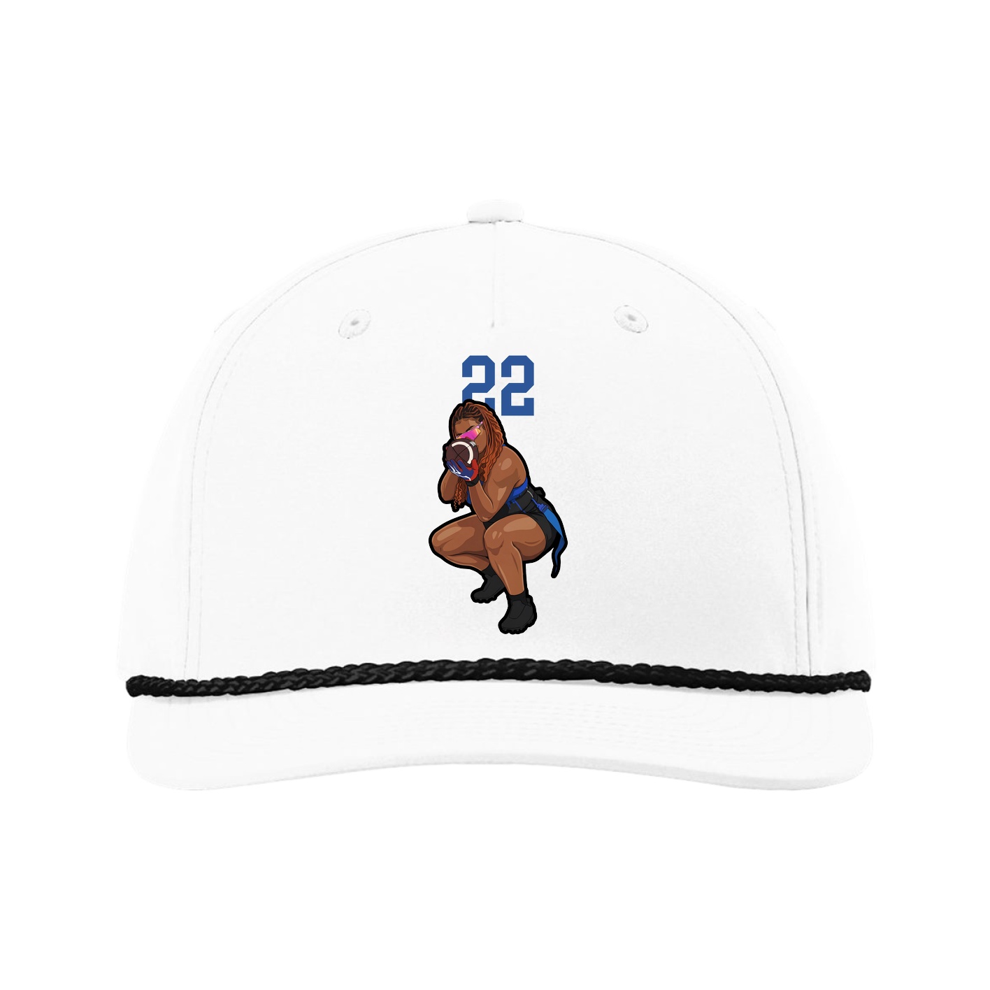 Five-Panel Classic Rope Cap — Number Top in White