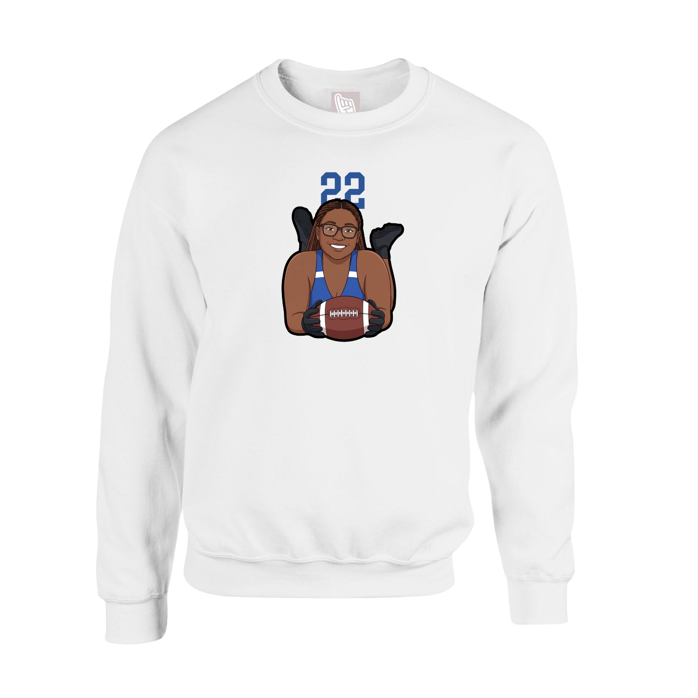 Fleece Crew — Number Top in White