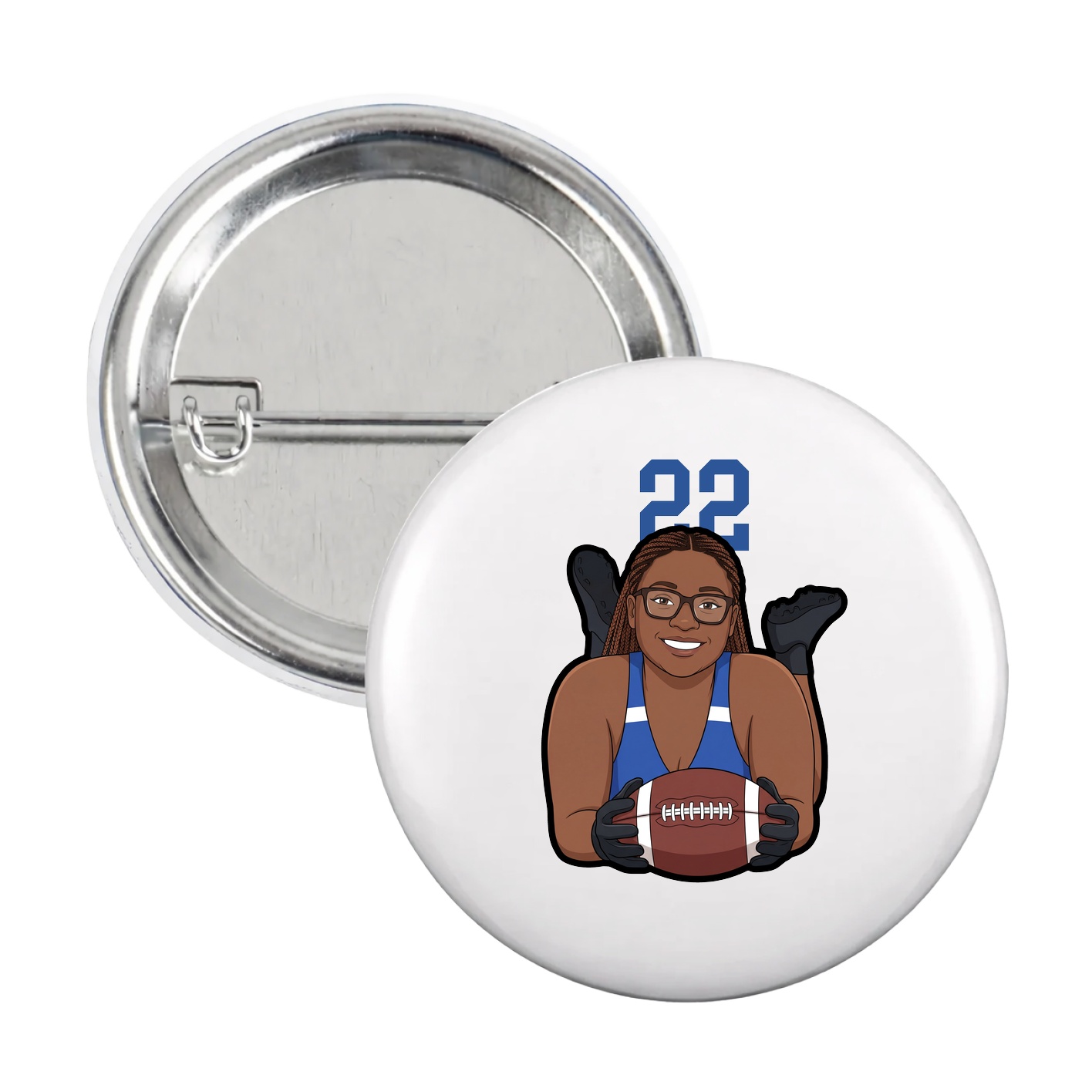 Game Day Button — Number Top in White