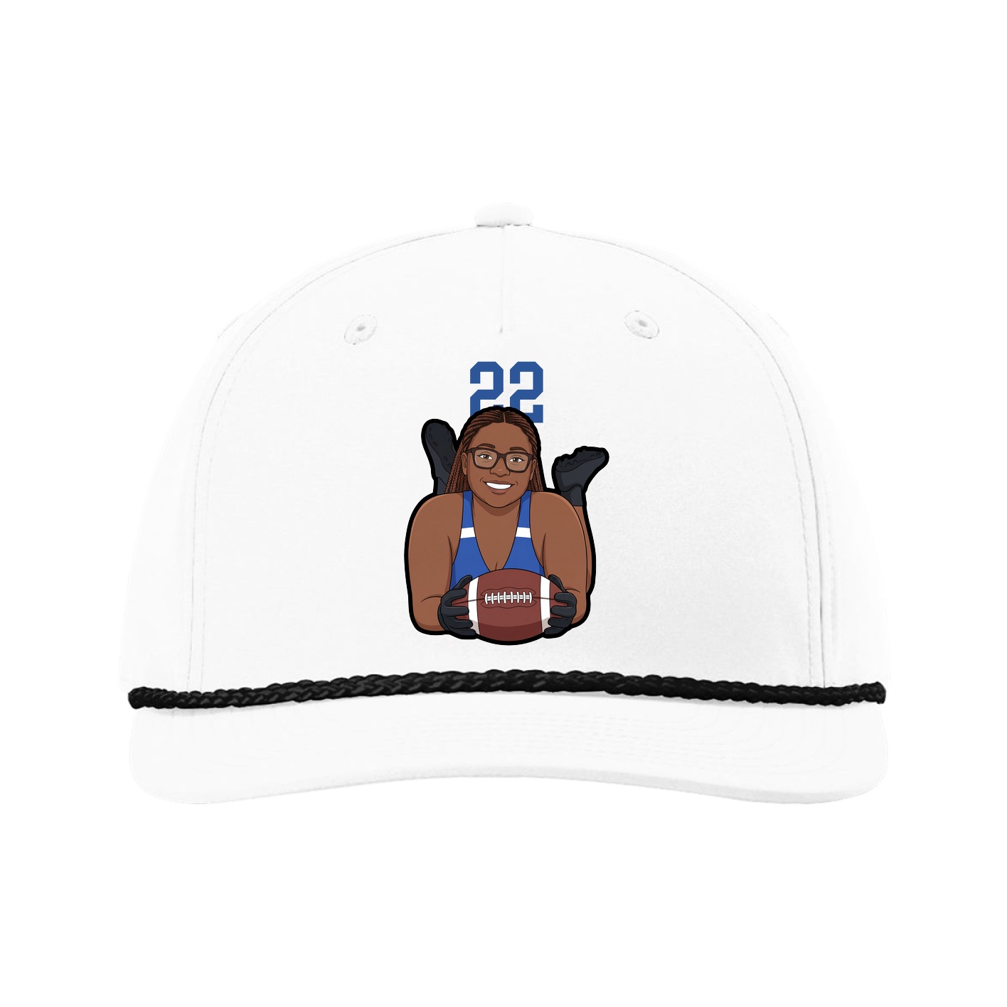 Five-Panel Classic Rope Cap — Number Top in White