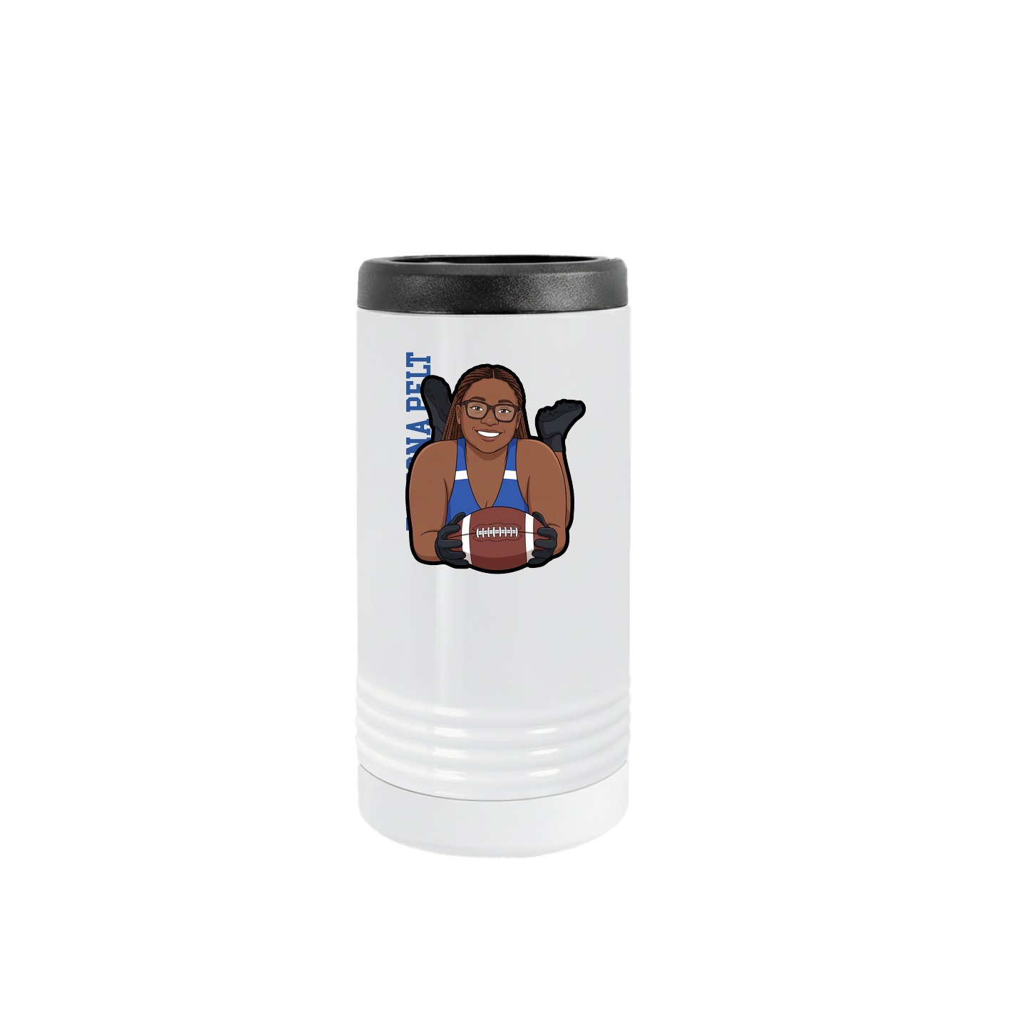 Slim Beverage Holder — Name Vertical in White