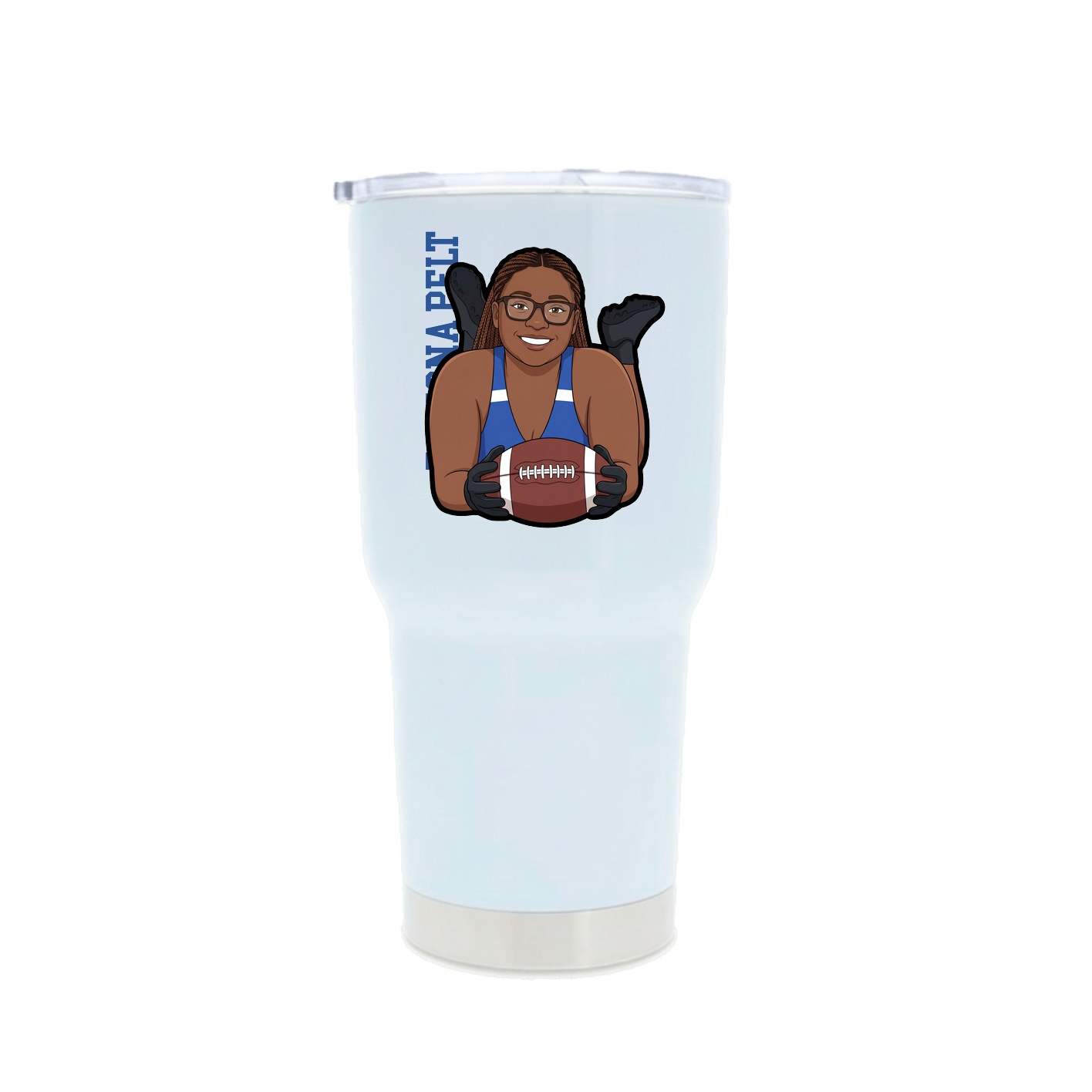 30oz Stainless Steel Tumbler — Name Vertical in White