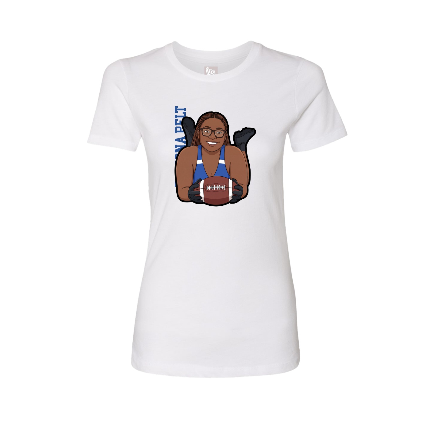 Fitted Women's Tee — Name Vertical in White
