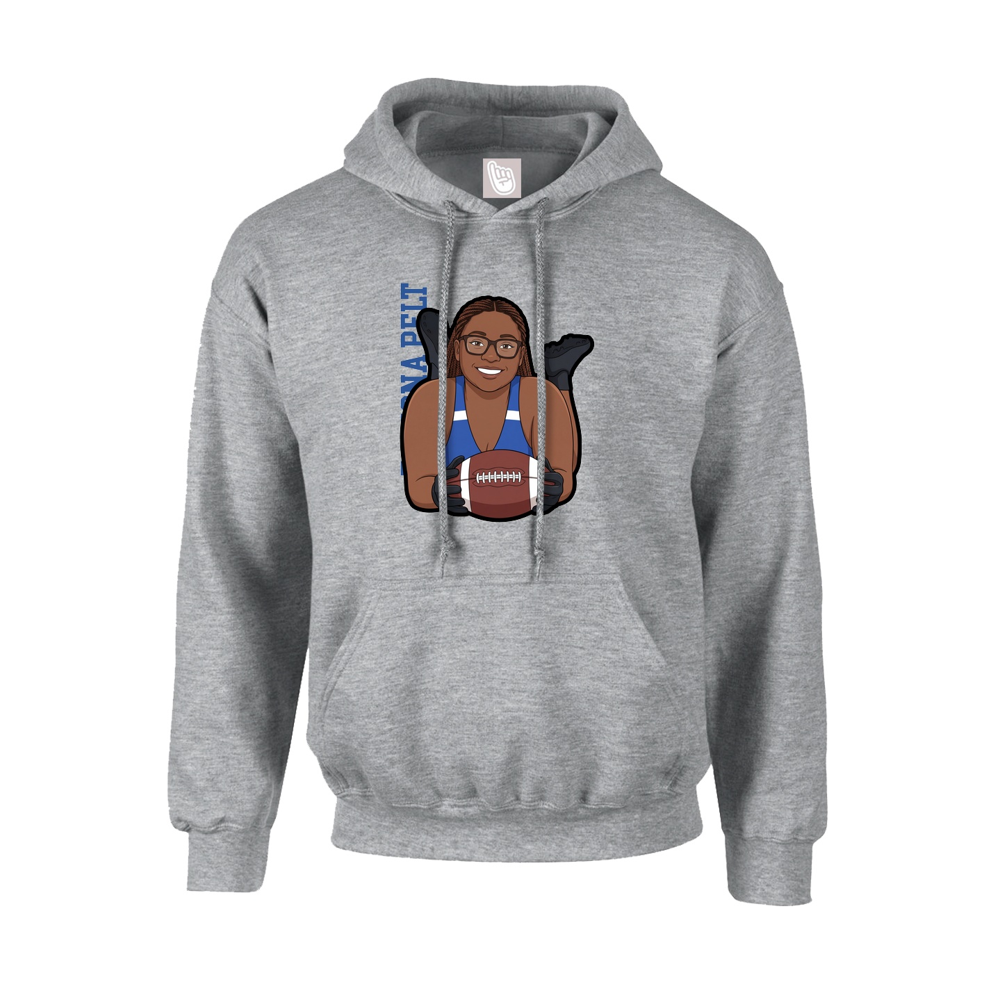 Youth Hoodie — Name Vertical in Grey
