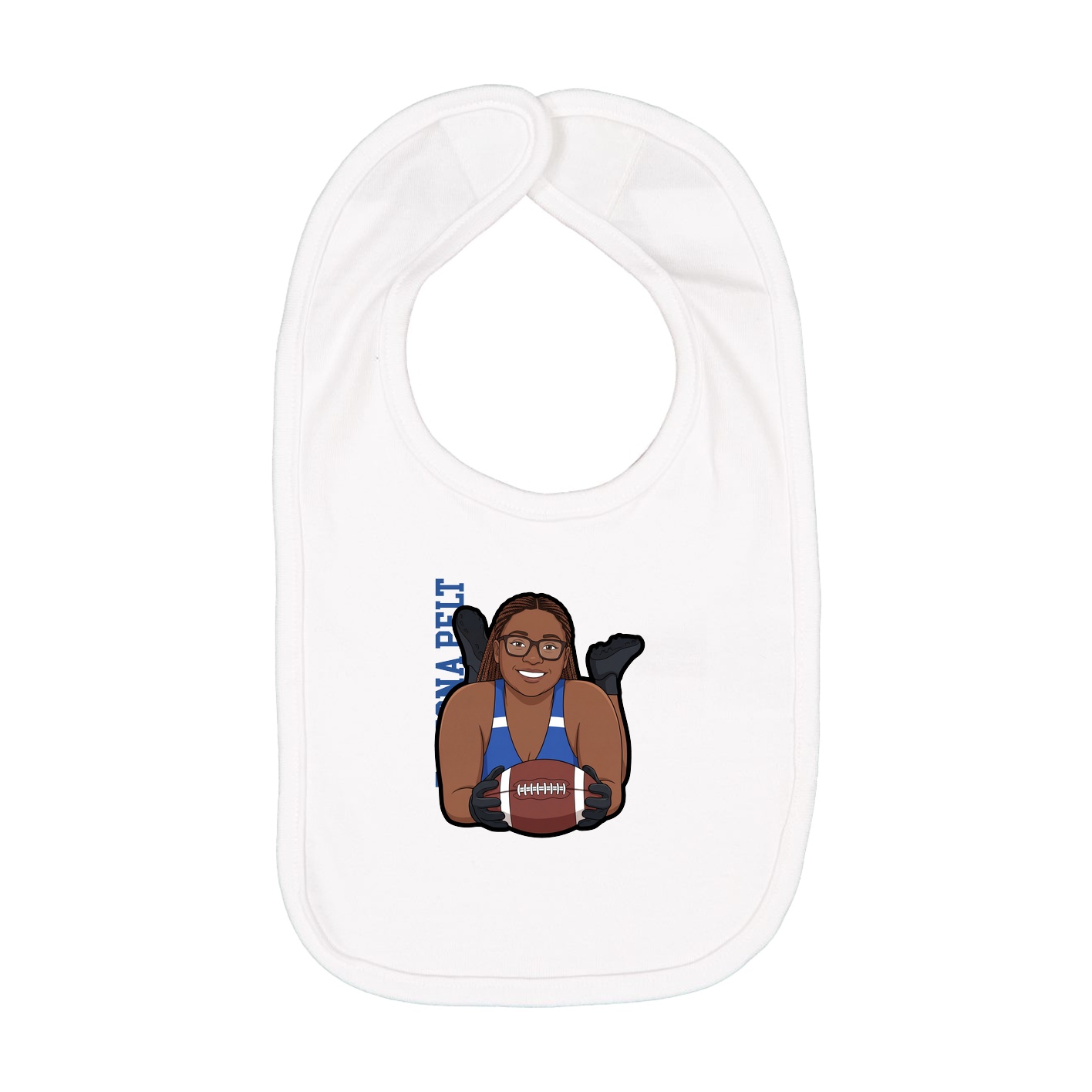 Infant Bib — Name Vertical in White