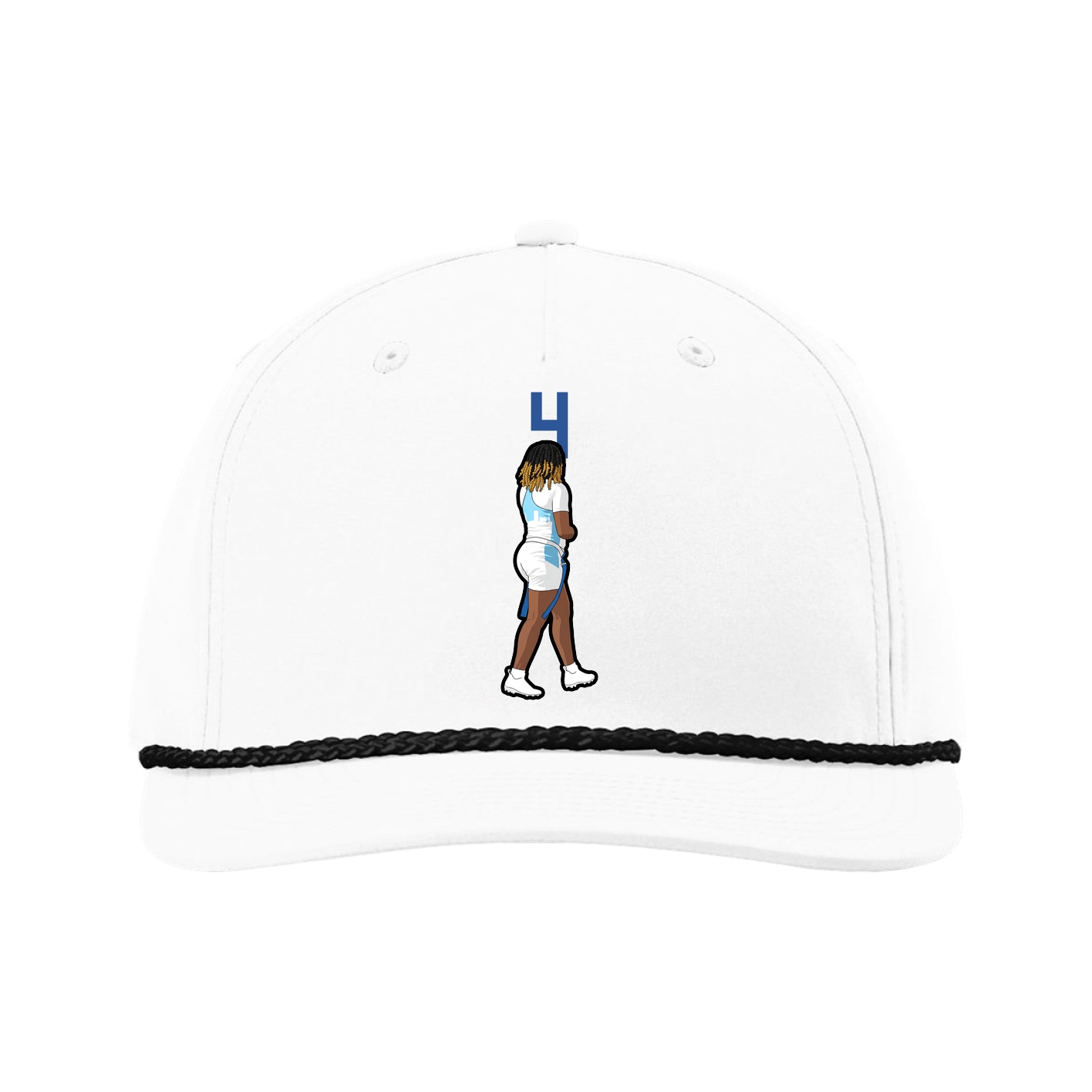 Five-Panel Classic Rope Cap — Number Top in White