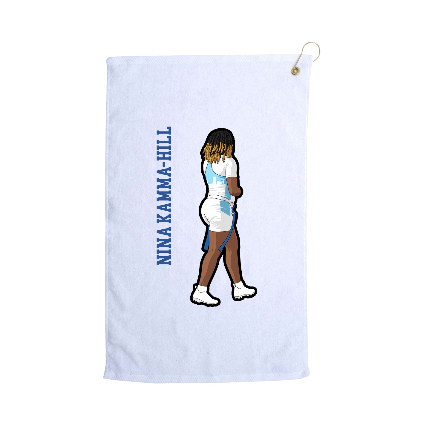Golf Towel — Name Vertical in White