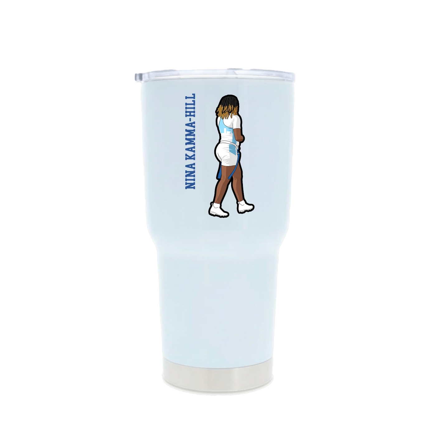 30oz Stainless Steel Tumbler — Name Vertical in White