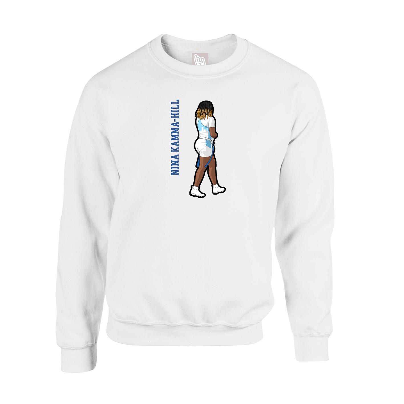 Fleece Crew — Name Vertical in White