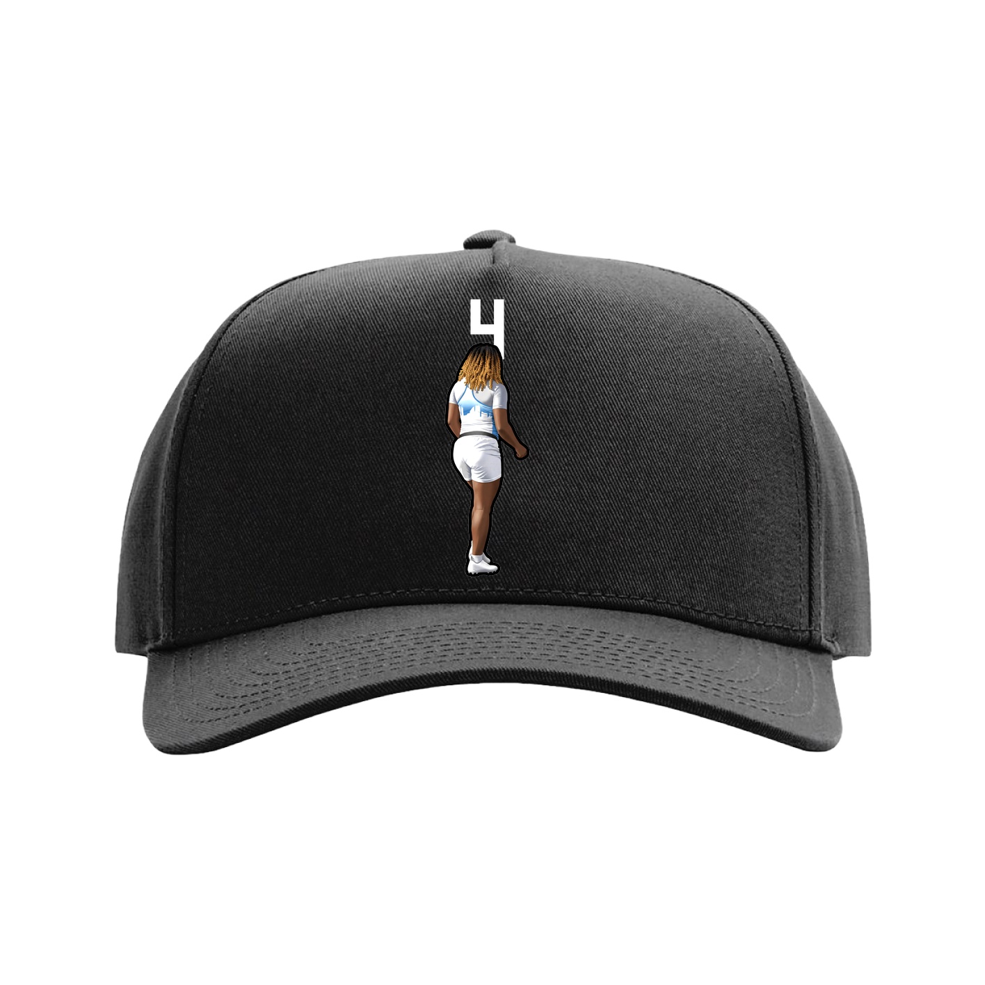 Full Fabric Five-Panel Champ Cap — Number Top in Black