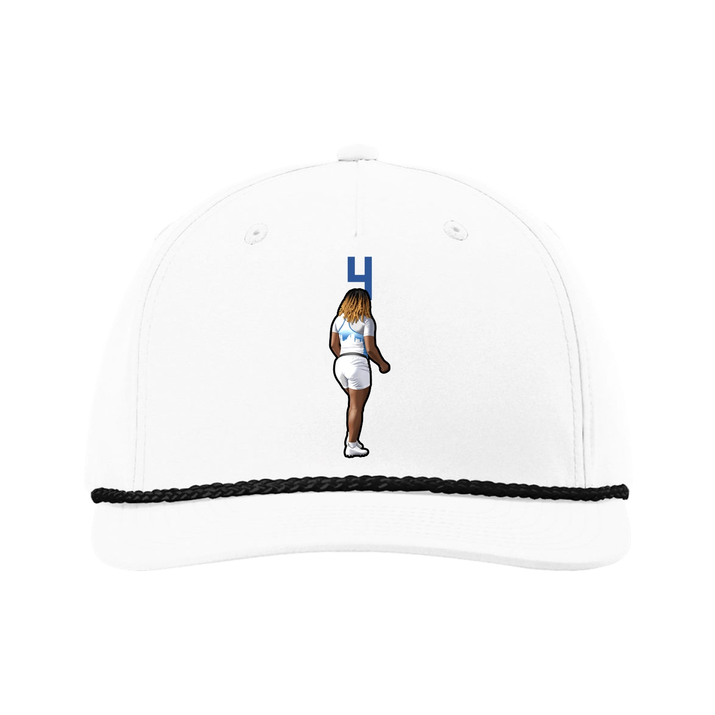 Five-Panel Classic Rope Cap — Number Top in White